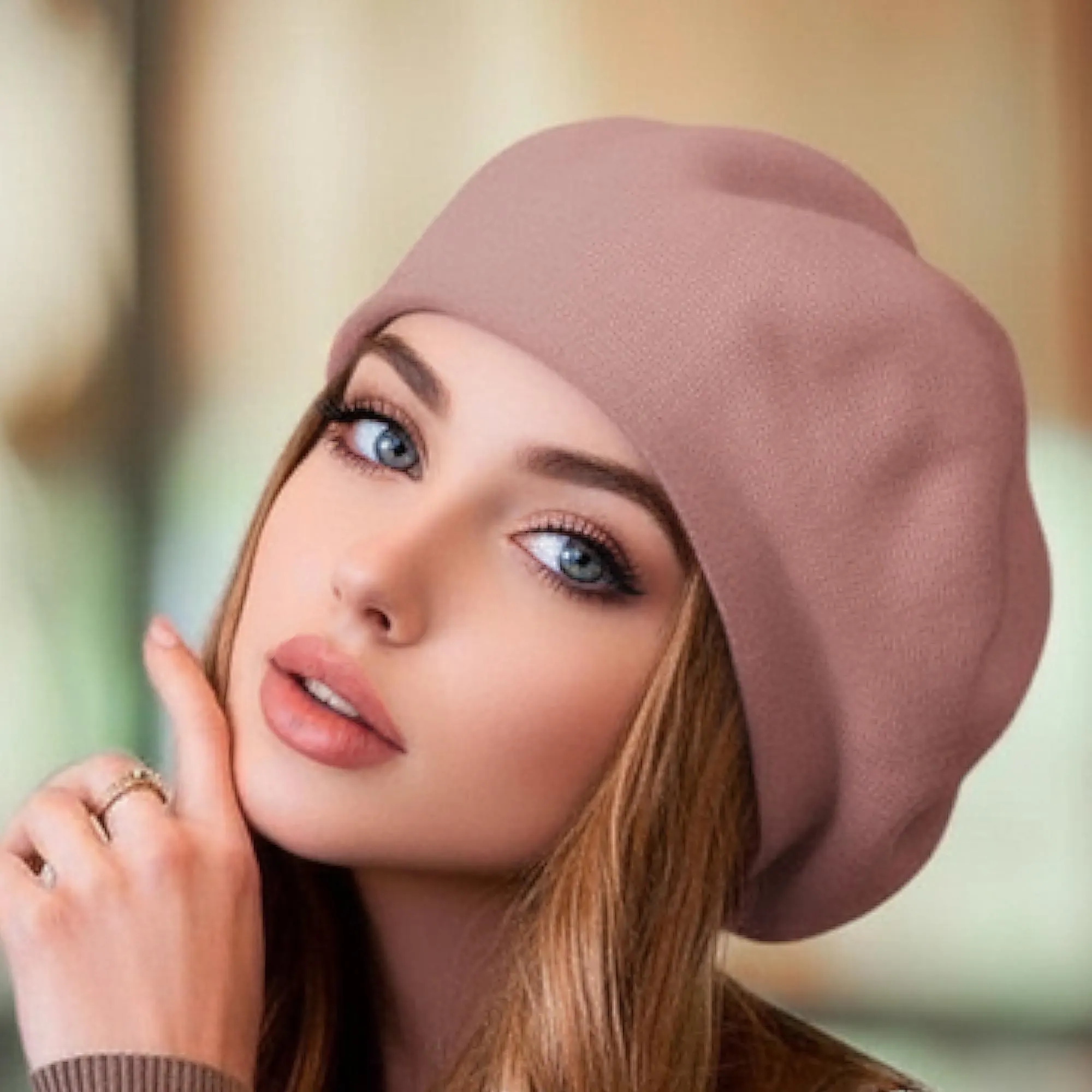 Silk Lined Angora Wool Beret: Oversized French Style satin lined beanie Knit Winter Hat - image 5