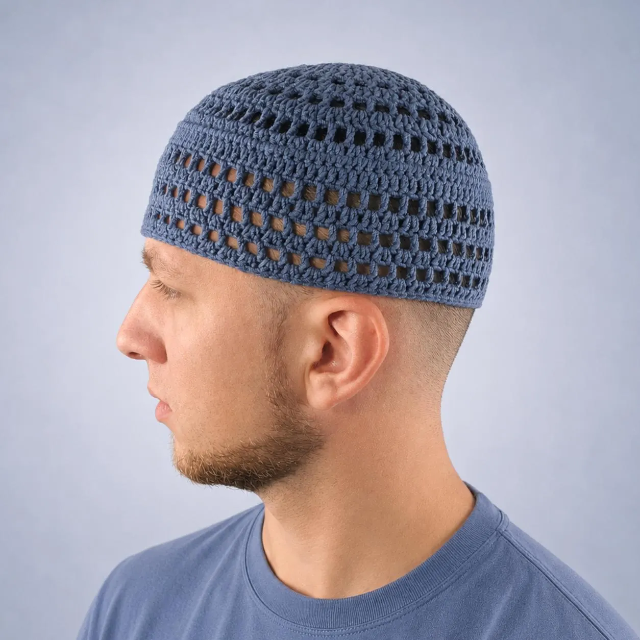 Breathable сrochet kufi hat | Handmade Muslim skullcap for summer | Eid, Ramadan religious gifts for mens