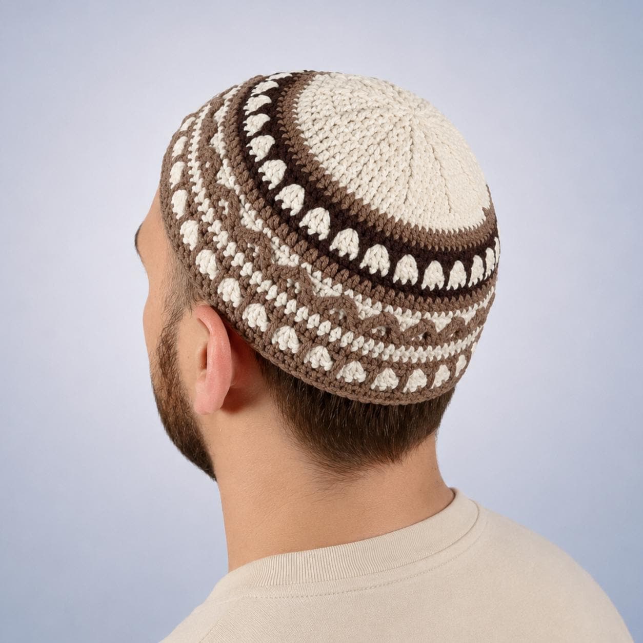 Large Bukharian kippah | Full coverage textured yarmulke, XL crochet Jewish skullcap, men gift