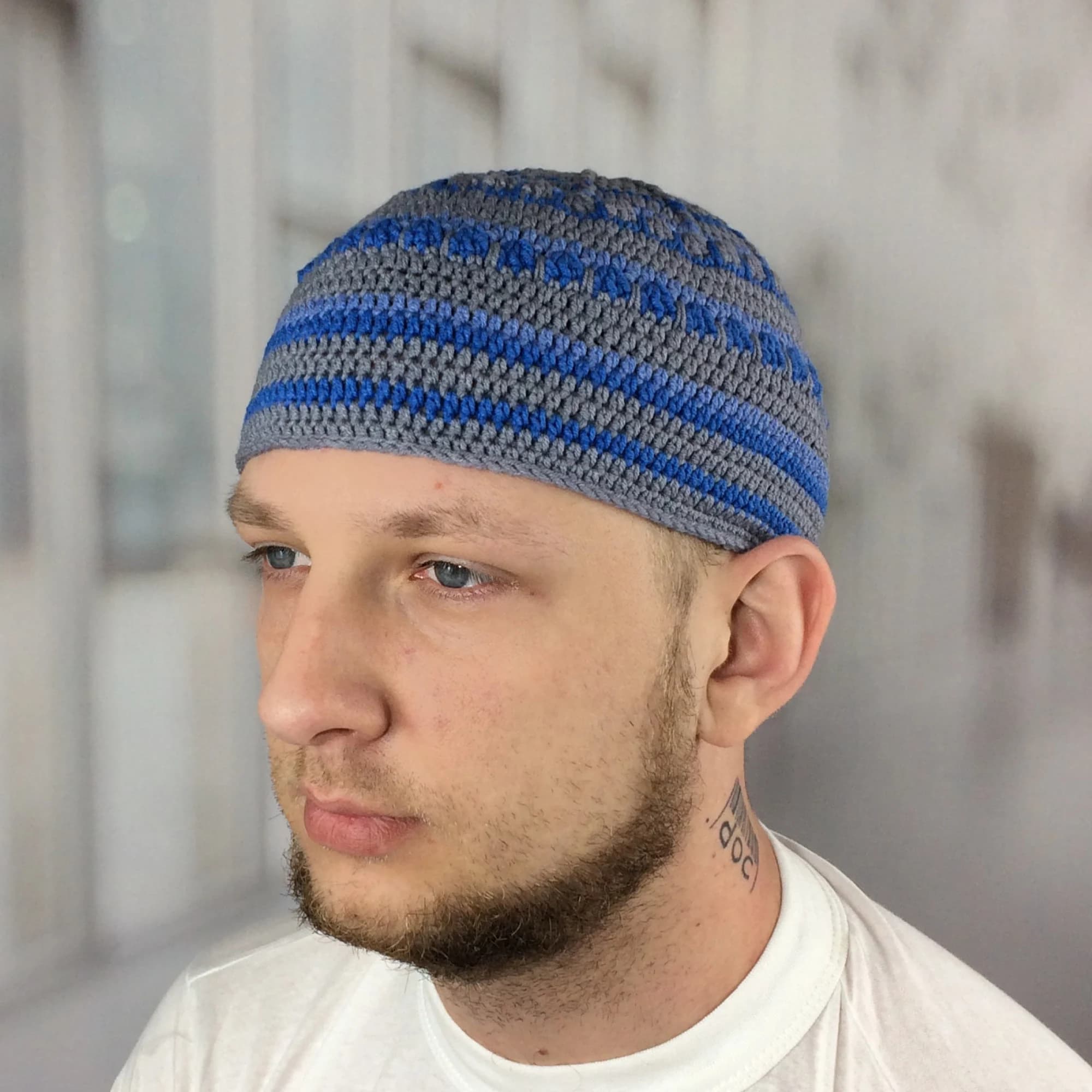 Crochet mens beanie Skullcap above ear Jazz kufi hat Gift for musician