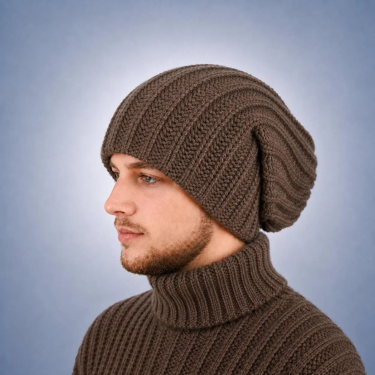 Oversized alpaca beanie men | Slouch chunky knit winter hat | Extra warm slouchy cap | Handmade gift for him