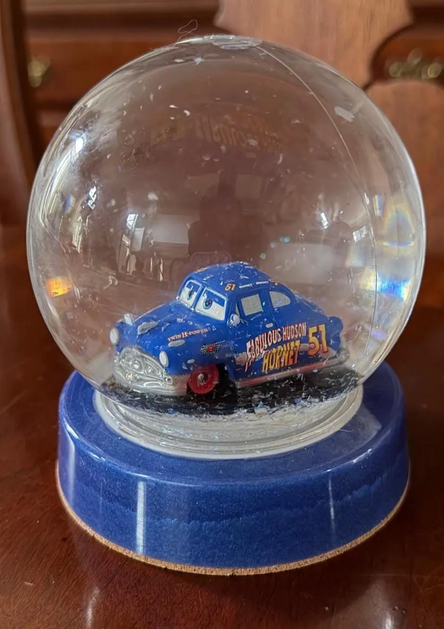 Cars! Handmade Snow Globe Holiday Gifts Stocking Stuffers Ready to Ship Lightening McQueen Mater Cruz Doc Hudson Sally Mack - image 3