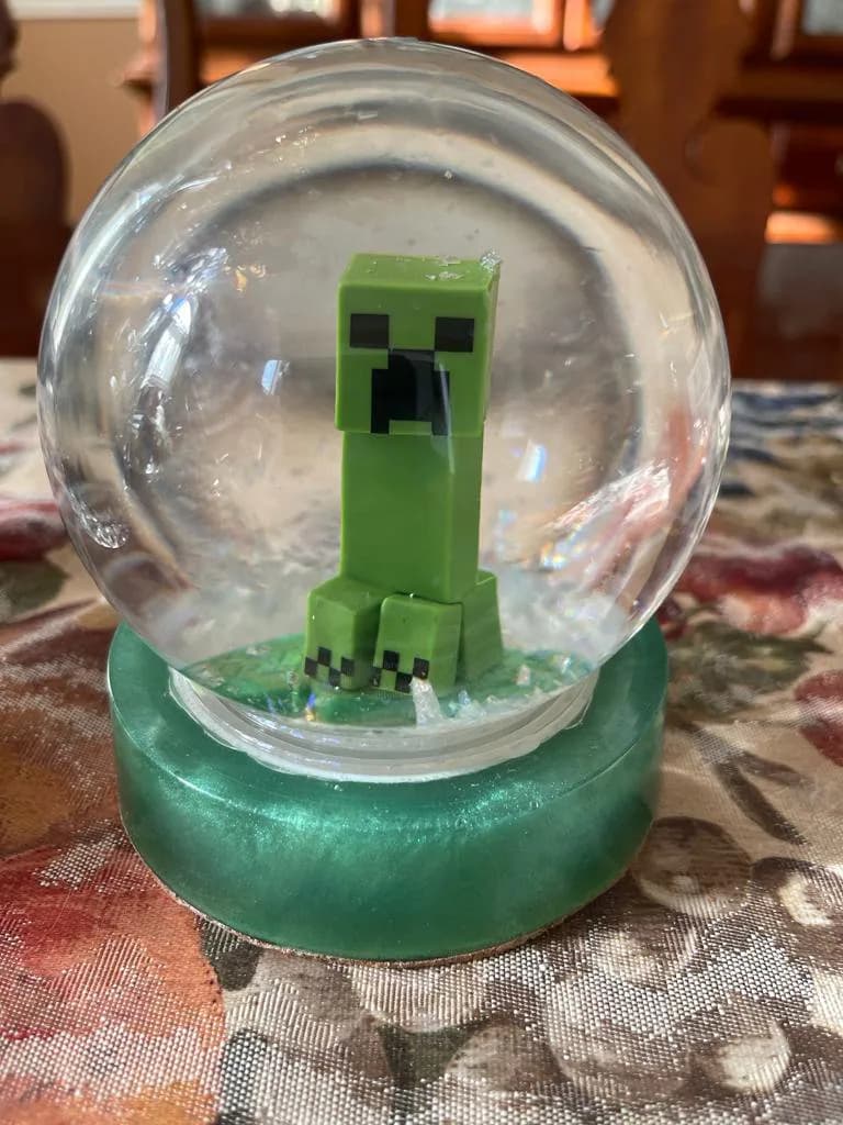 Minecraft Creeper Online Game Christmas Handmade Snow Globe - image 4