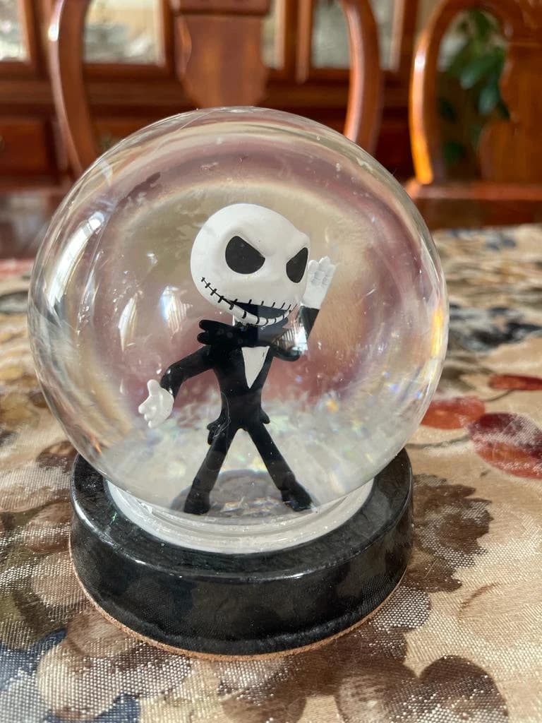 Jack Skellington Sally The Rag Doll The Nightmare Before Christmas Handmade Snow Globe Halloween Tim Burton Skeleton - image 3