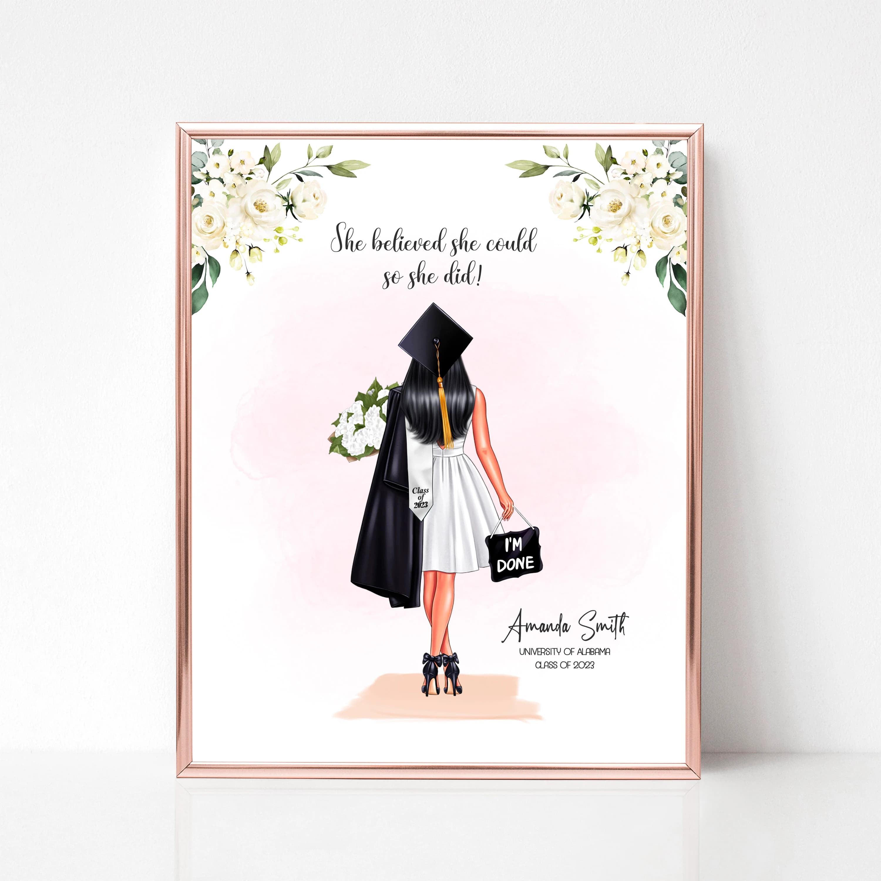 Personalized Girl Graduation Portrait, Sorority Graduation Print Gift, Friends Graduation Gift, Sister Graduation College Graduation DIGITAL