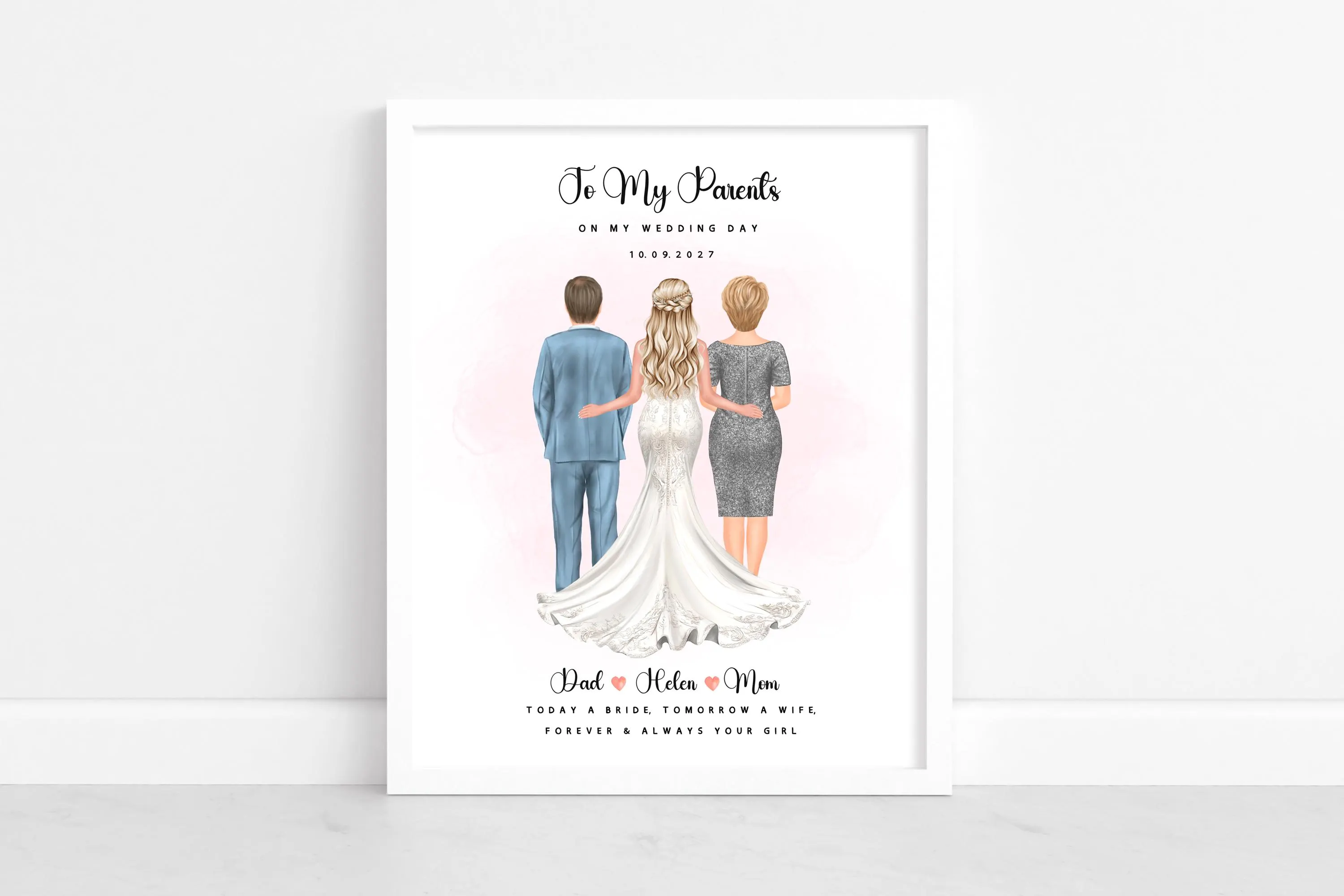 Gift For Parents On Wedding Day, Parents Of The Bride Memorial Gift, Mom And Dad Wedding Print, Keepsake For Grandma and Grandad DIGITAL