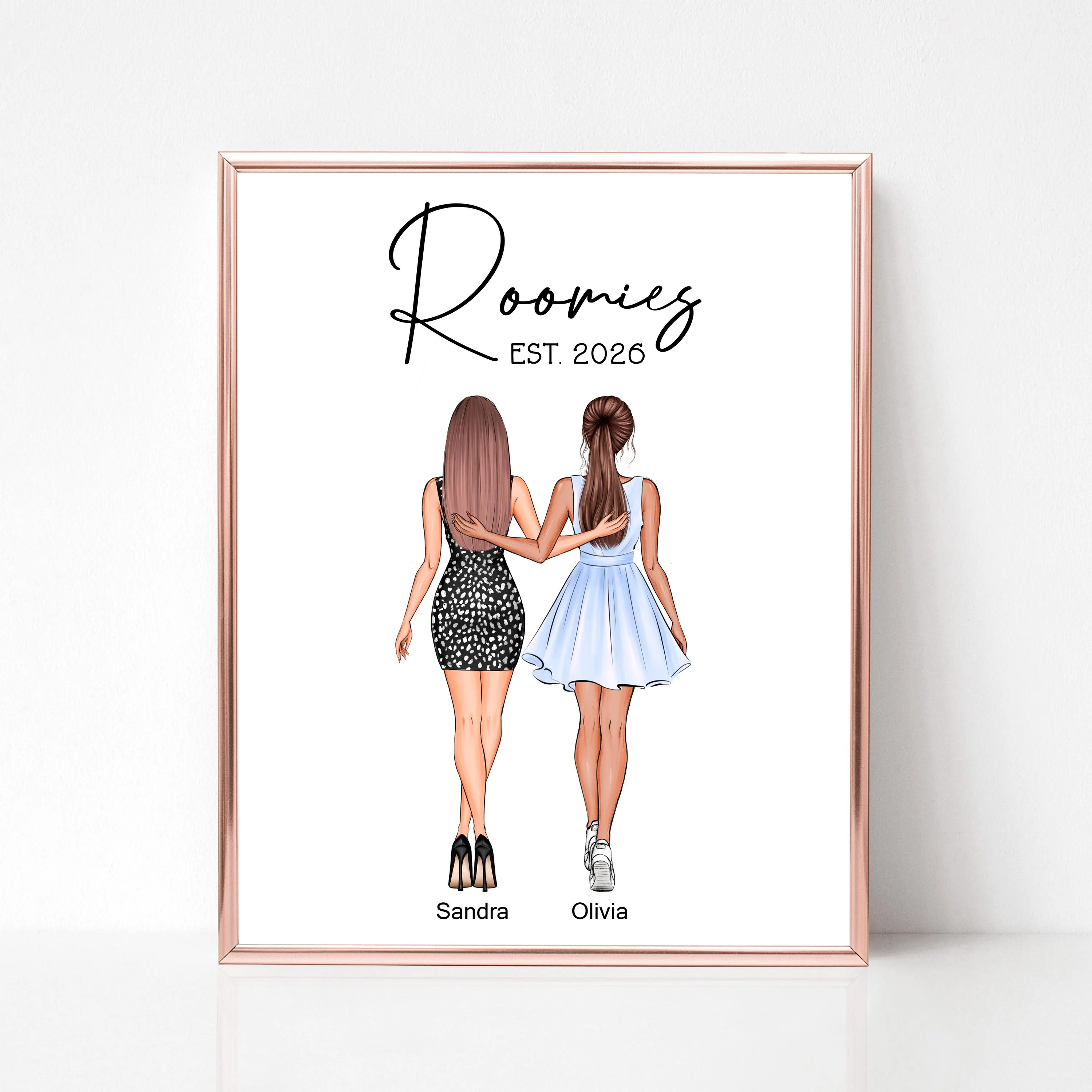 Personalised Roomies Print, Roommates Dorm Decor, Roommate Door Sign, College Roommate Picture  DIGITAL PRINT