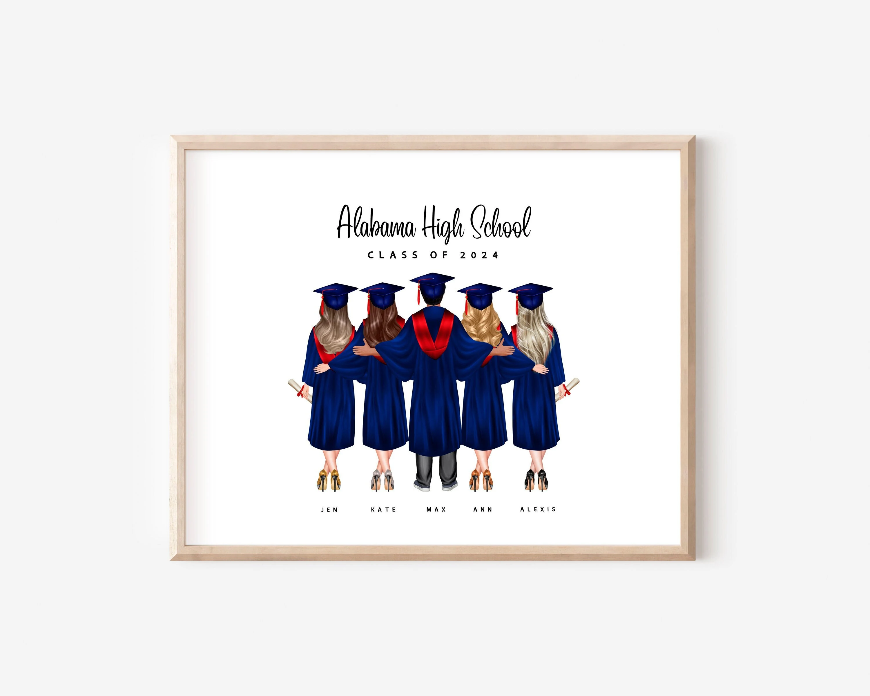 Group Graduation Personalized Print, Group of grad friends College Graduation Gift for best friends, Class of 2026 High School, DIGITAL