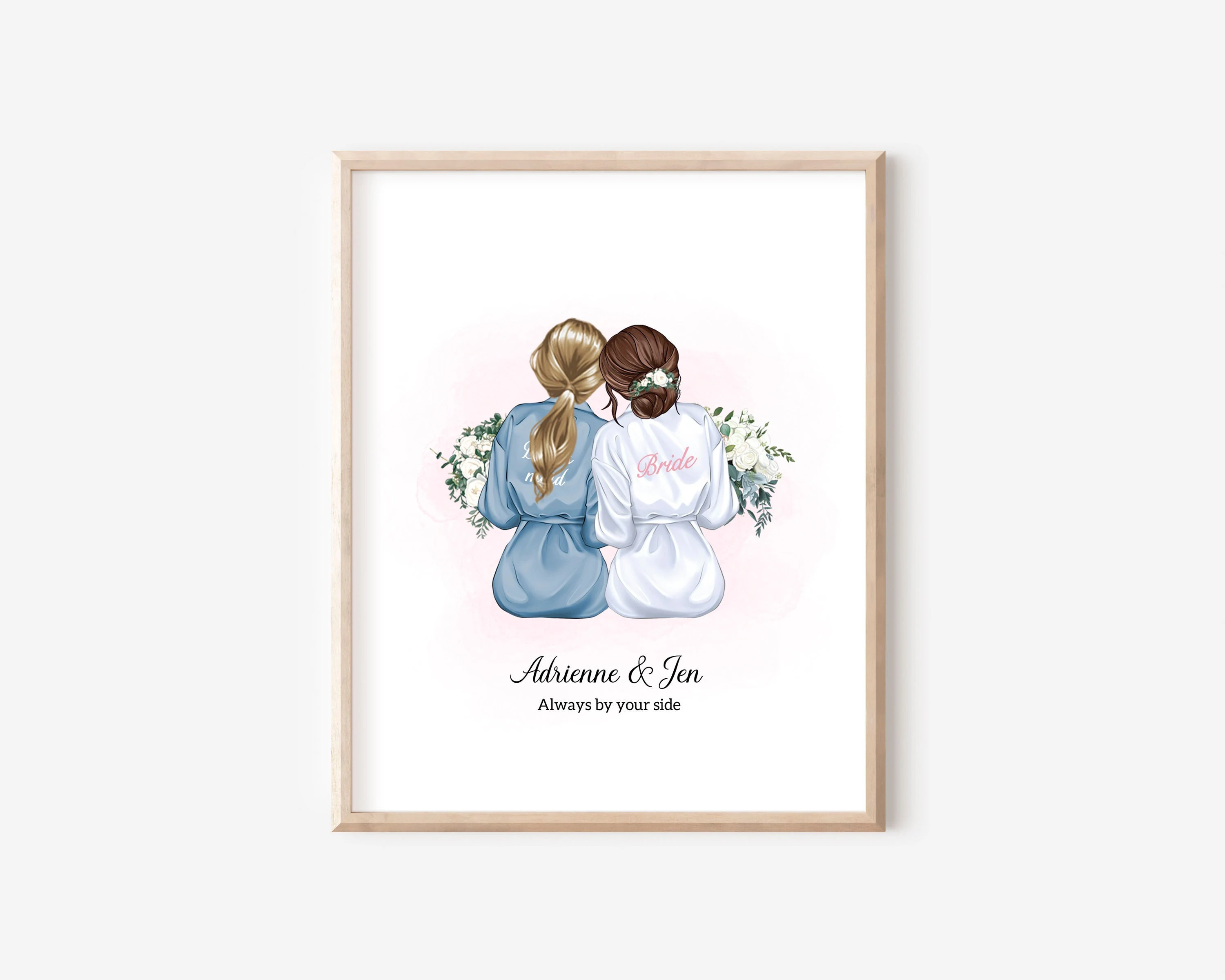 Bride and Bridesmaid Drawing, Will You Be My MOH, Customized Bridesmaid Gift, Wedding Favor Personalized Wedding Art Print DIGITAL