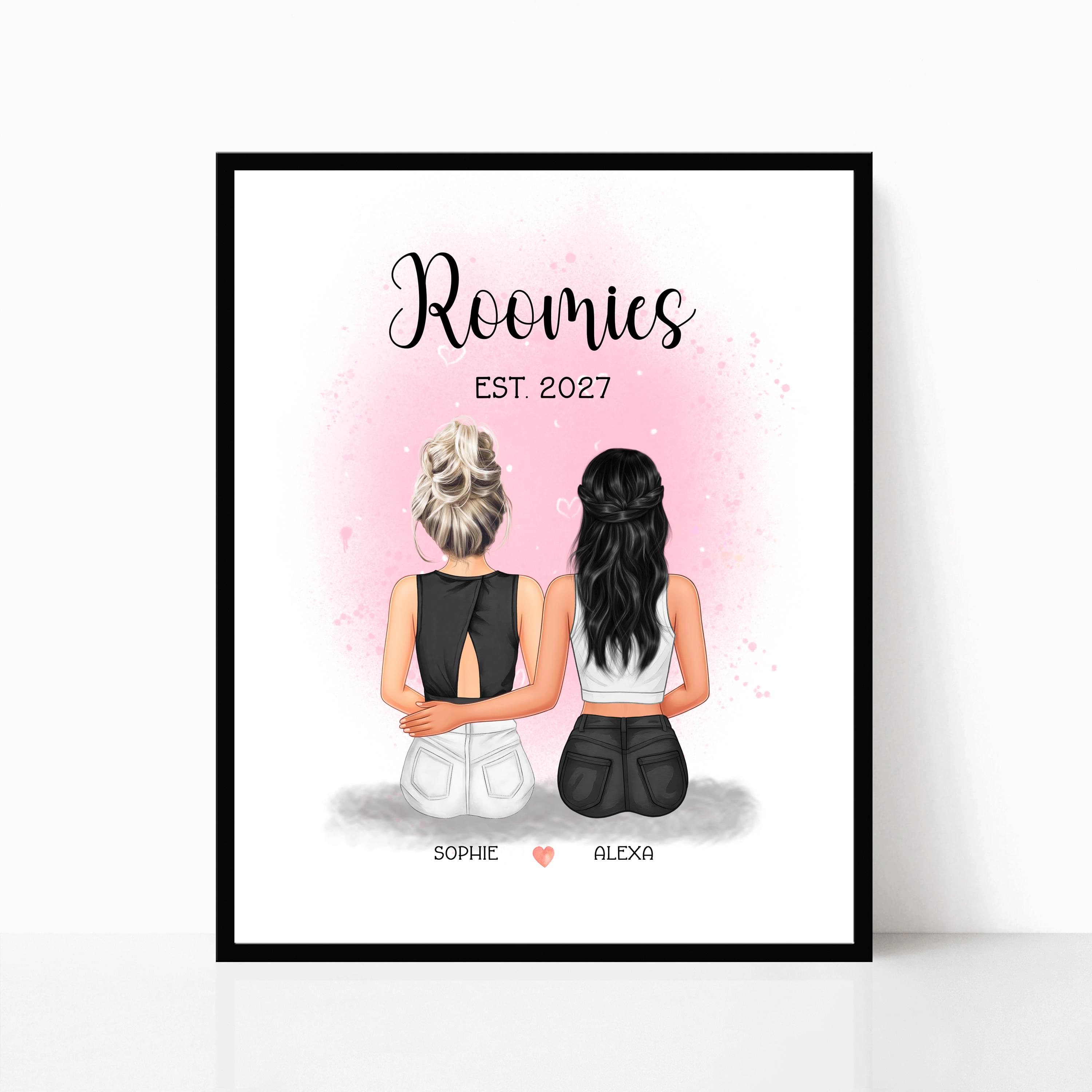 Roommates personalized poster, College Roomie gift, Dorm Room Sign, Roommate Picture DIGITAL PRINT