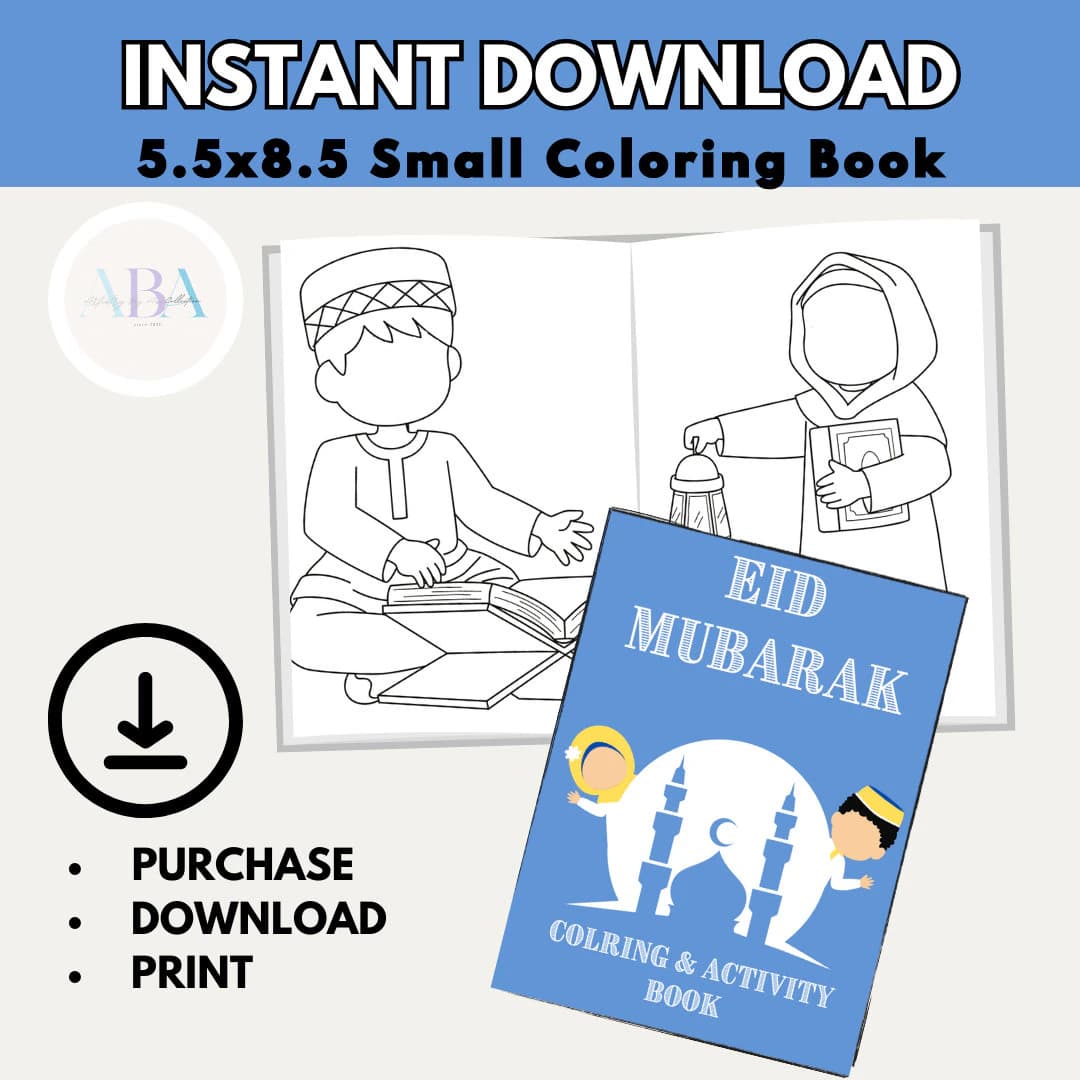 Eid Coloring Book Digital Download, Kids Coloring Favors, Islamic Coloring Book, Eid Activities for Kids, Eid Gifts, Party Favors
