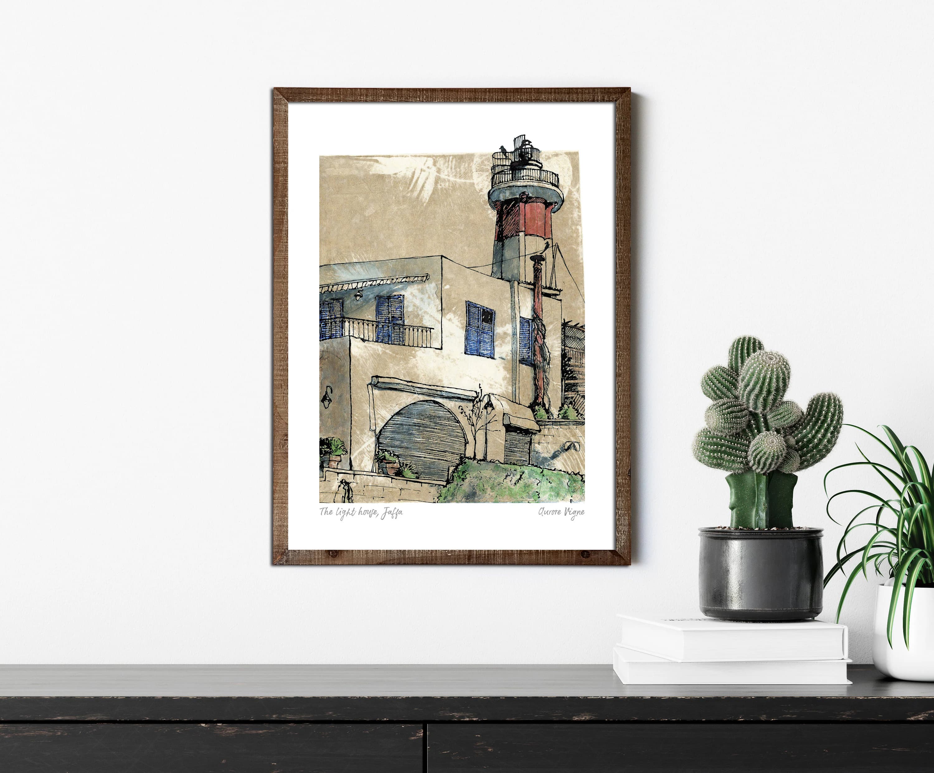 Light house, Port, Yafo, Israel, Jaffa, old city. Ink, Watercolour, Printmaking, Etching. Art print, illustration, Fine art quality paper - image 3