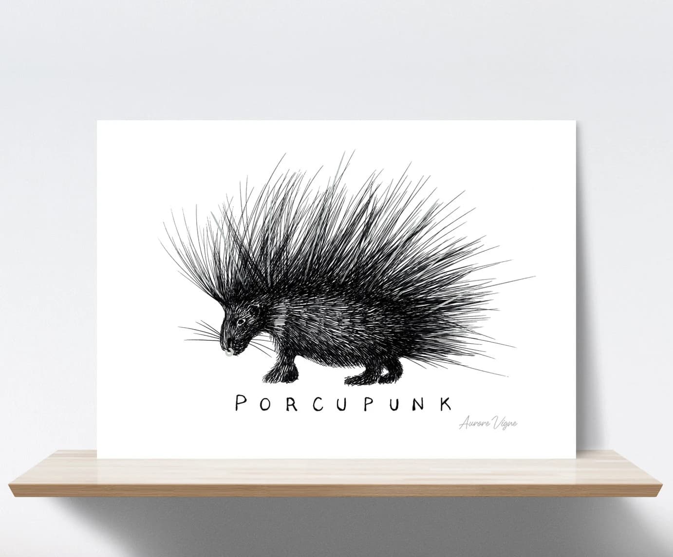 Steampunk, Hedgehog, Porcupine, Punk, Silver, Black, Percing, Ring. Pen & Marker. Art print, illustration, Fine art quality museum paper.