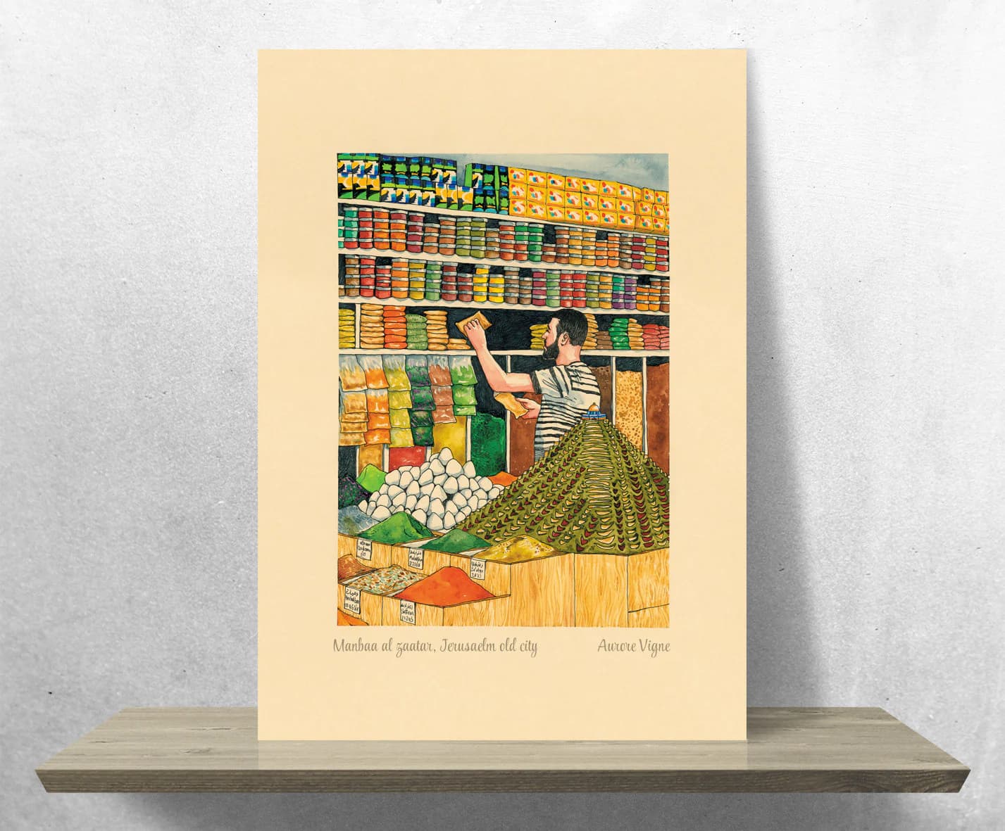 Original painting, Spices, Market, Old city, Jerusalem, Israel, Shop, Shouk, Market, Pyramid, Via Dolorosa. Watercolor, Illustration, A3.