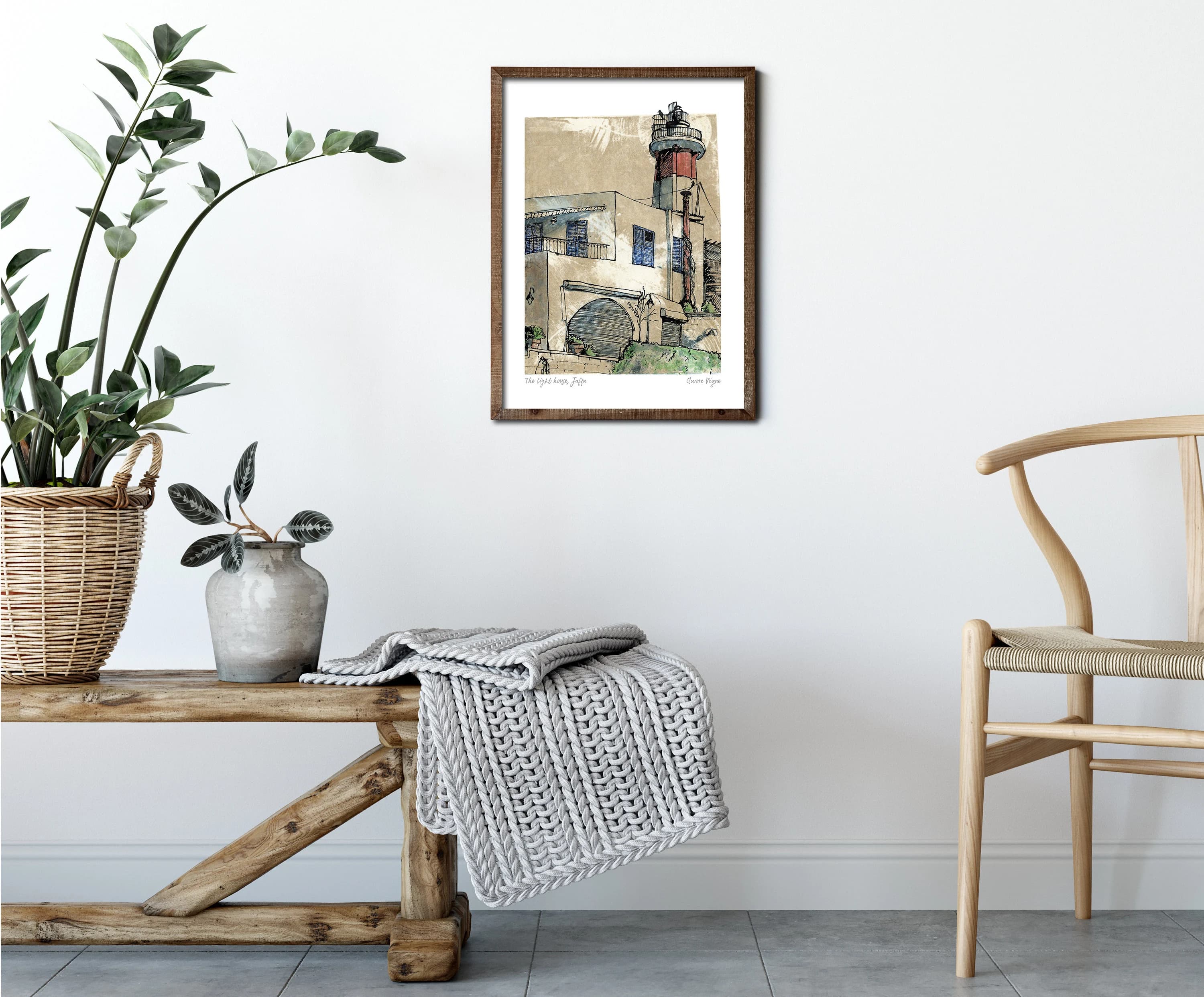 Light house, Port, Yafo, Israel, Jaffa, old city. Ink, Watercolour, Printmaking, Etching. Art print, illustration, Fine art quality paper - image 5