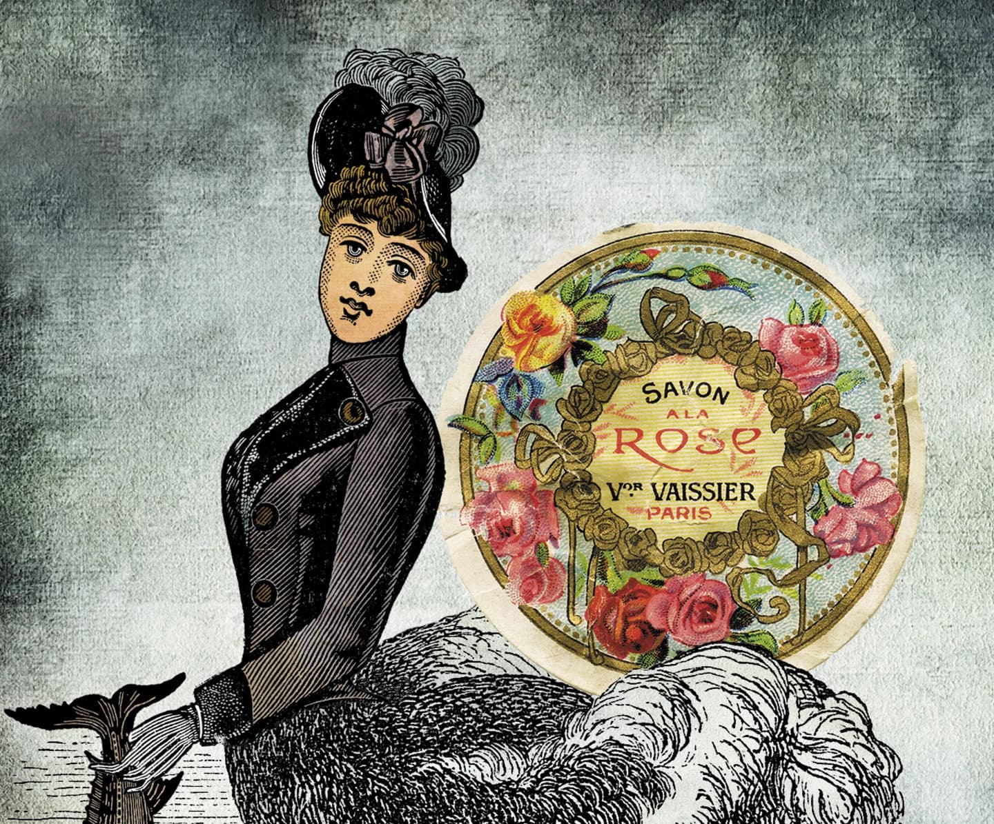Woman, Ostrich, Rose, Soap, Man, Stag, Ballooning, Mythology, Love. Collage, Etching. 2 Art prints A4, illustration 21x30 cm, Fine art paper - image 5