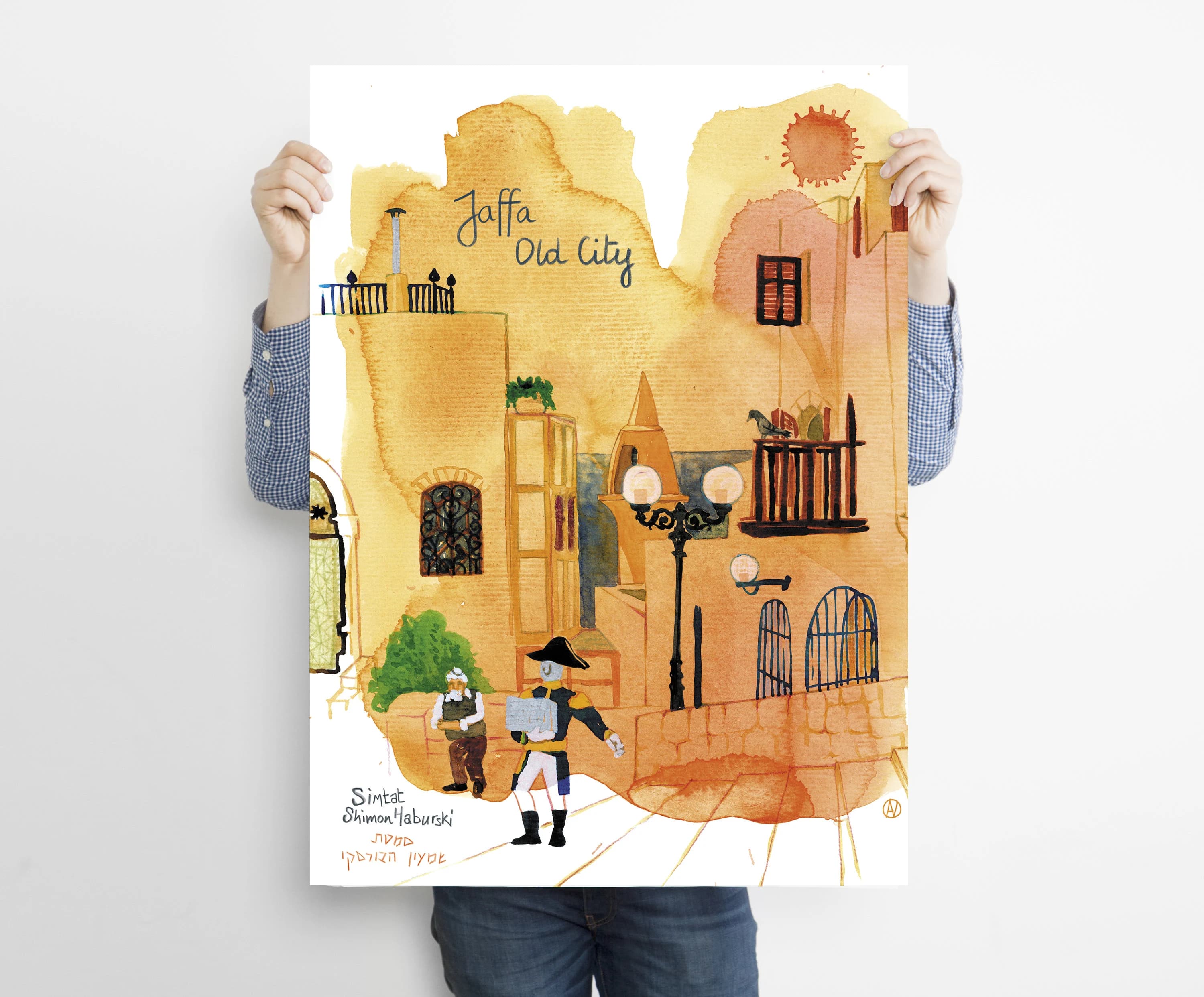 Napoleon in Israel, Jaffa, Old city, Tel Aviv, Yafo, Historical place, Architecture. Watercolour, Pencils. Art print, Poster, illustration