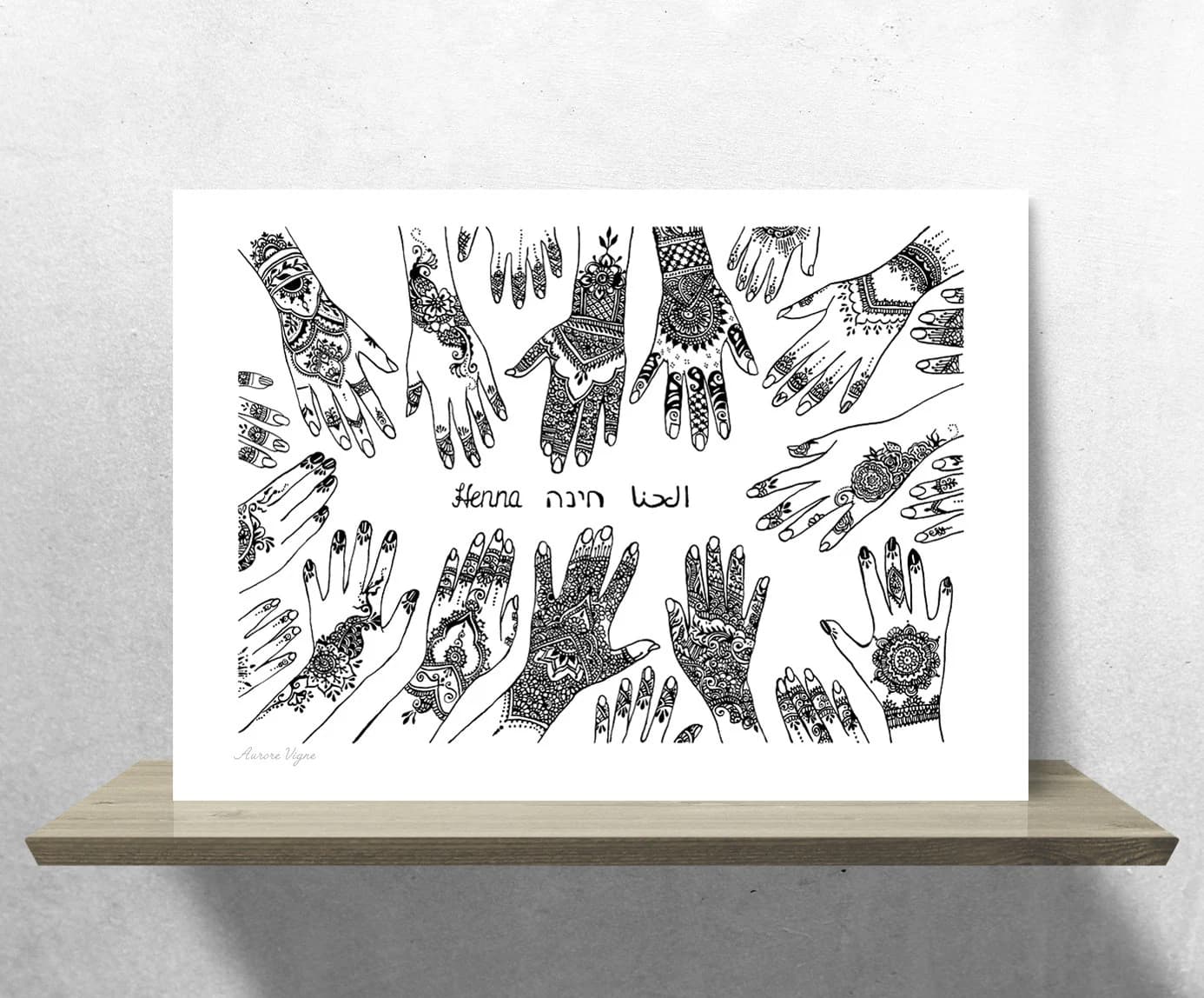 Original drawing, Henna, Gold, Bride, Woman, North Africa, Wedding, Hands, Tradition, Pattern. A3, illustration, Ink, Dip pen, 11,5x16,5 in.