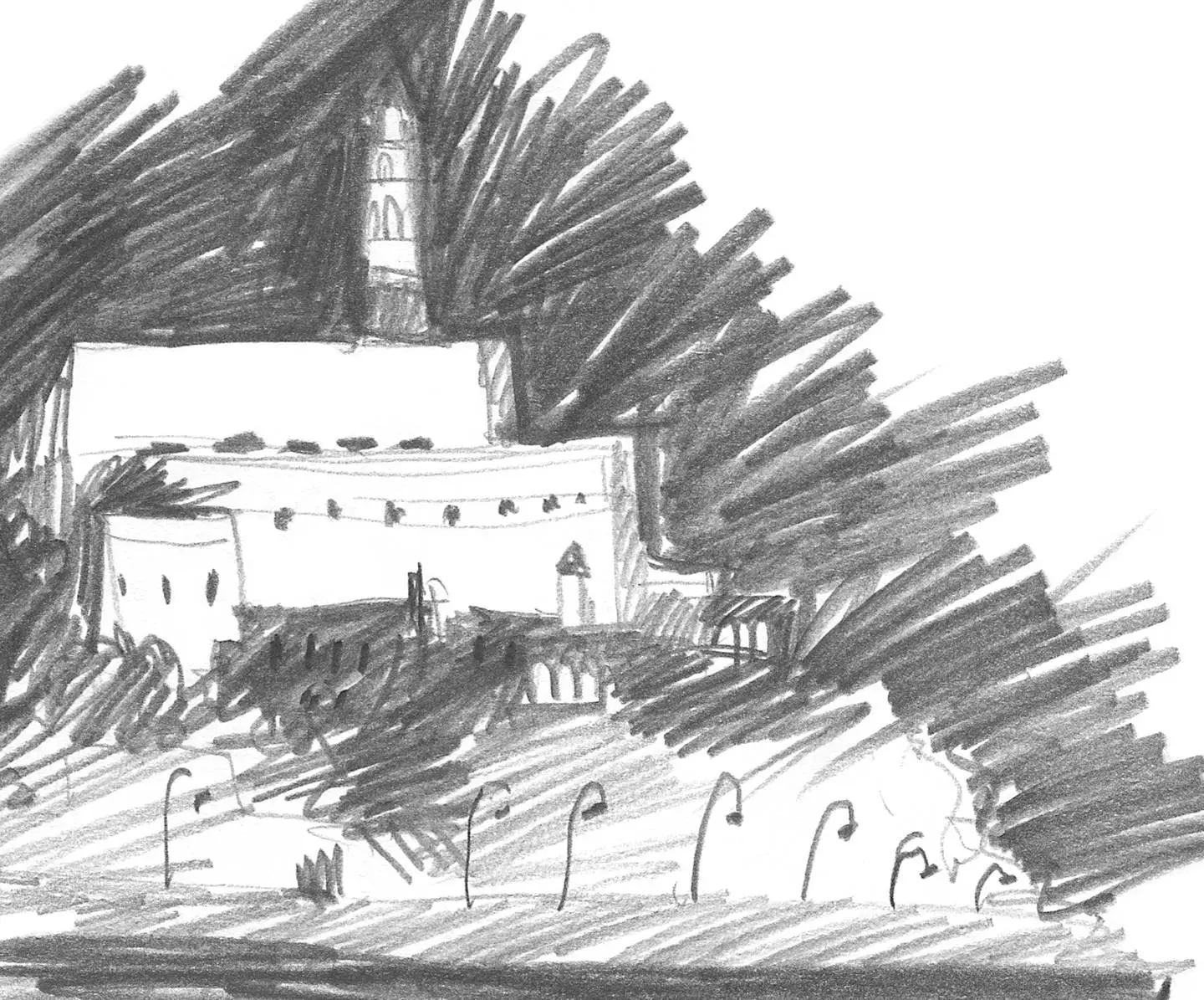 Yafo, Old city, Jaffa, Tel Aviv, Israel, Port, Architecture. Graphite pencil. Art print, illustration. 21x30 cm, Fine art quality paper - image 3