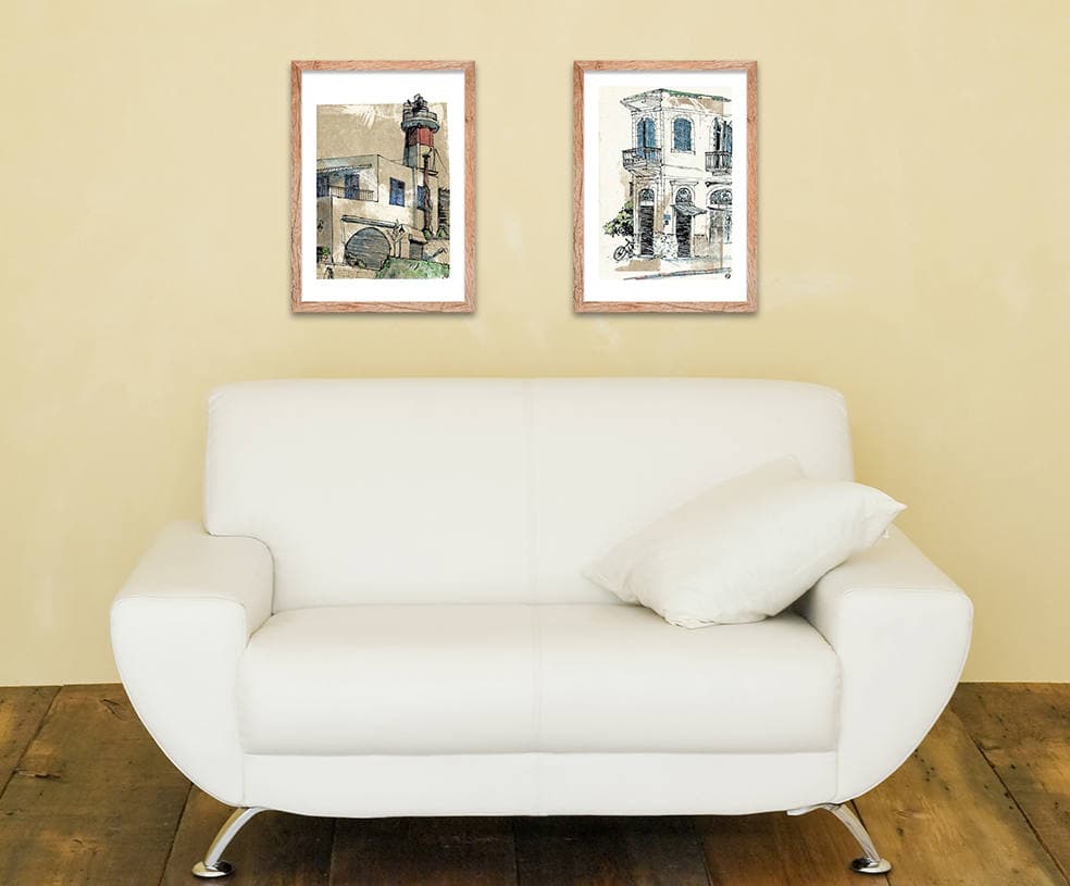 Israel, Yafo, Old city, Jaffa, Light house. Ink, etching, watercolour. Art print A4, illustration. 21x30 cm, Fine art textured paper 300 gr. - image 3