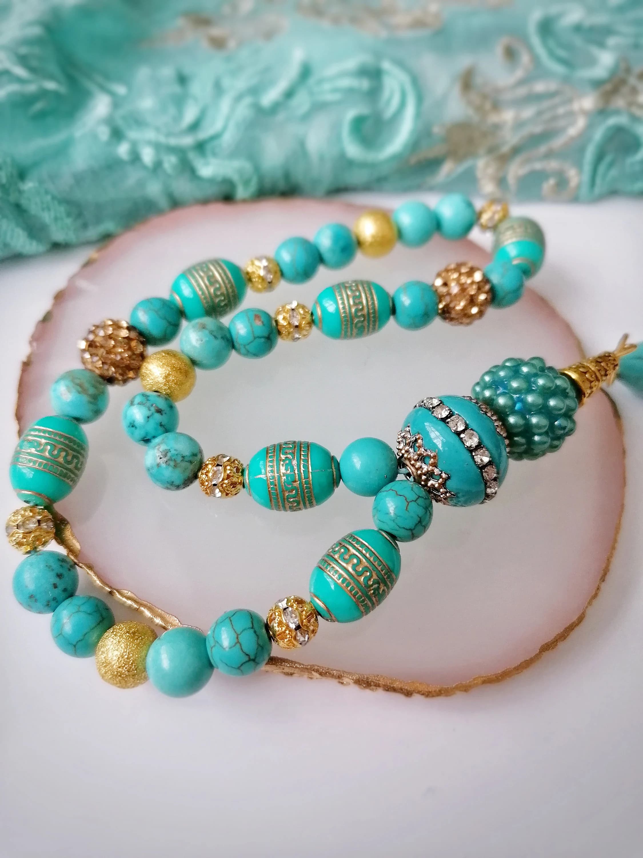 Turquoise semi precious Tasbih Tasbeeh -33 - image 3