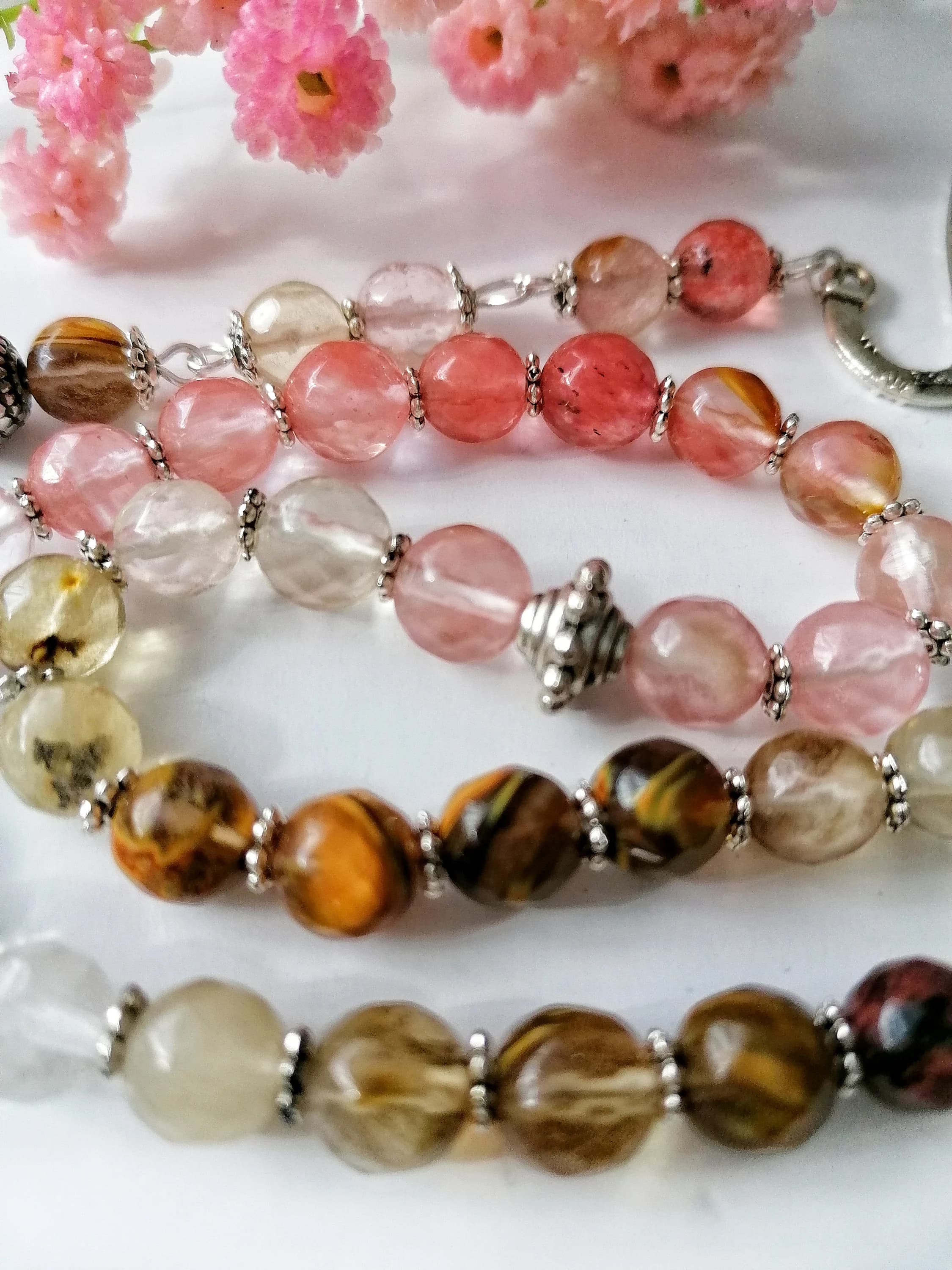 Gradient Tourmaline semi precious bookmark and Tasbih Tasbeeh set -33 bead count - image 2