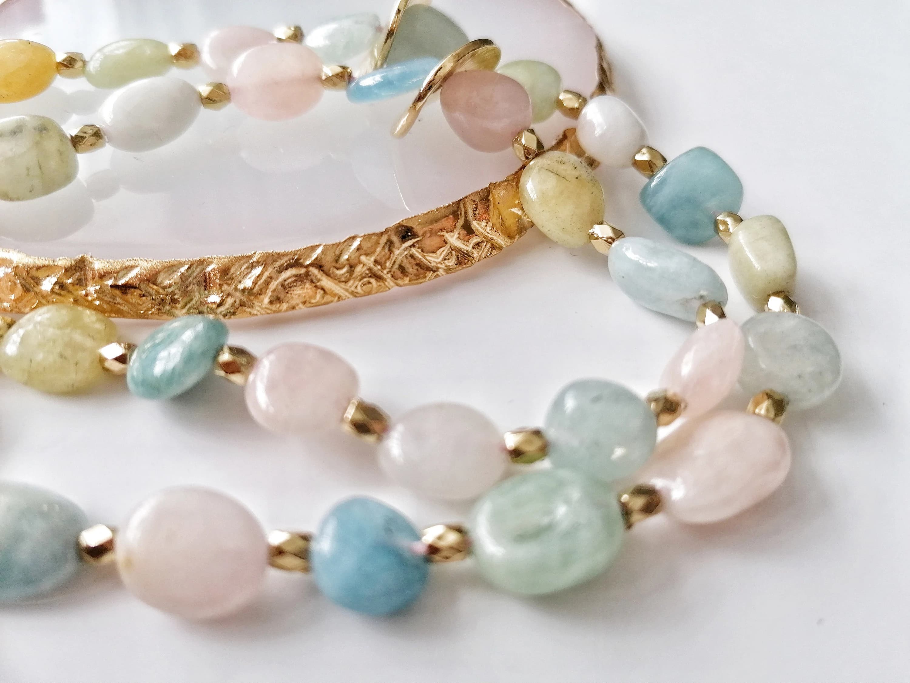 Morganite Nugget Tasbih Tasbeeh -33 semi precious stones - image 4