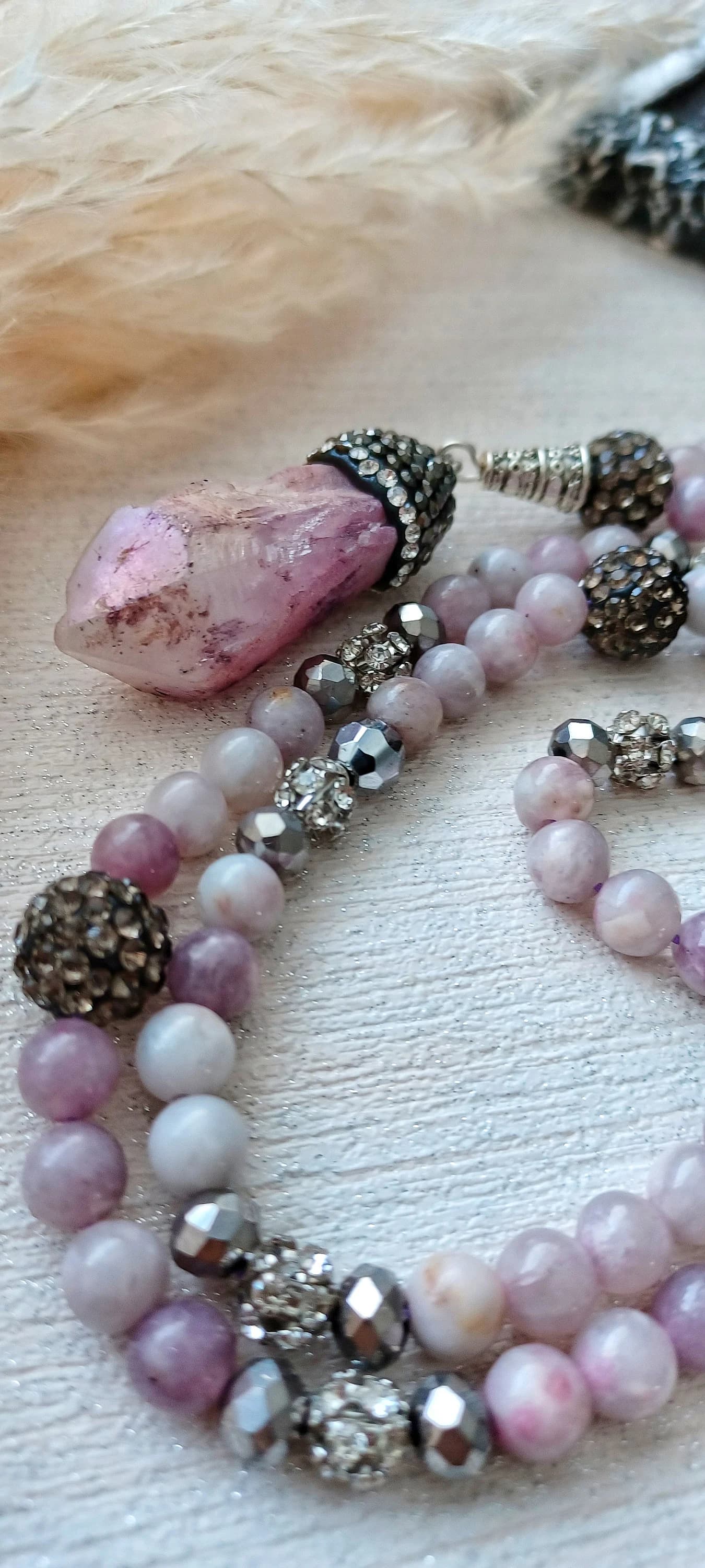 VIOLET SPARKLE Semi precious, Kunzite natural stone 99 bead Tasbih/ Tasbeeh. - image 2