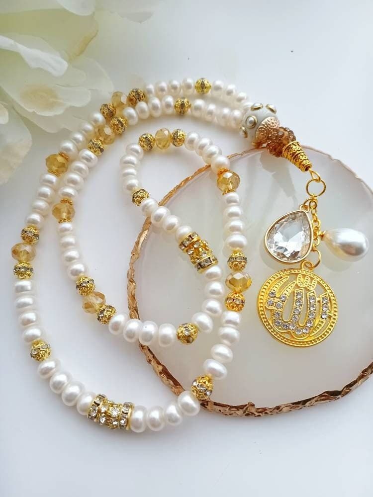 Genuine Ivory and Gold Pearl Tasbih Tasbeeh -99 - image 3