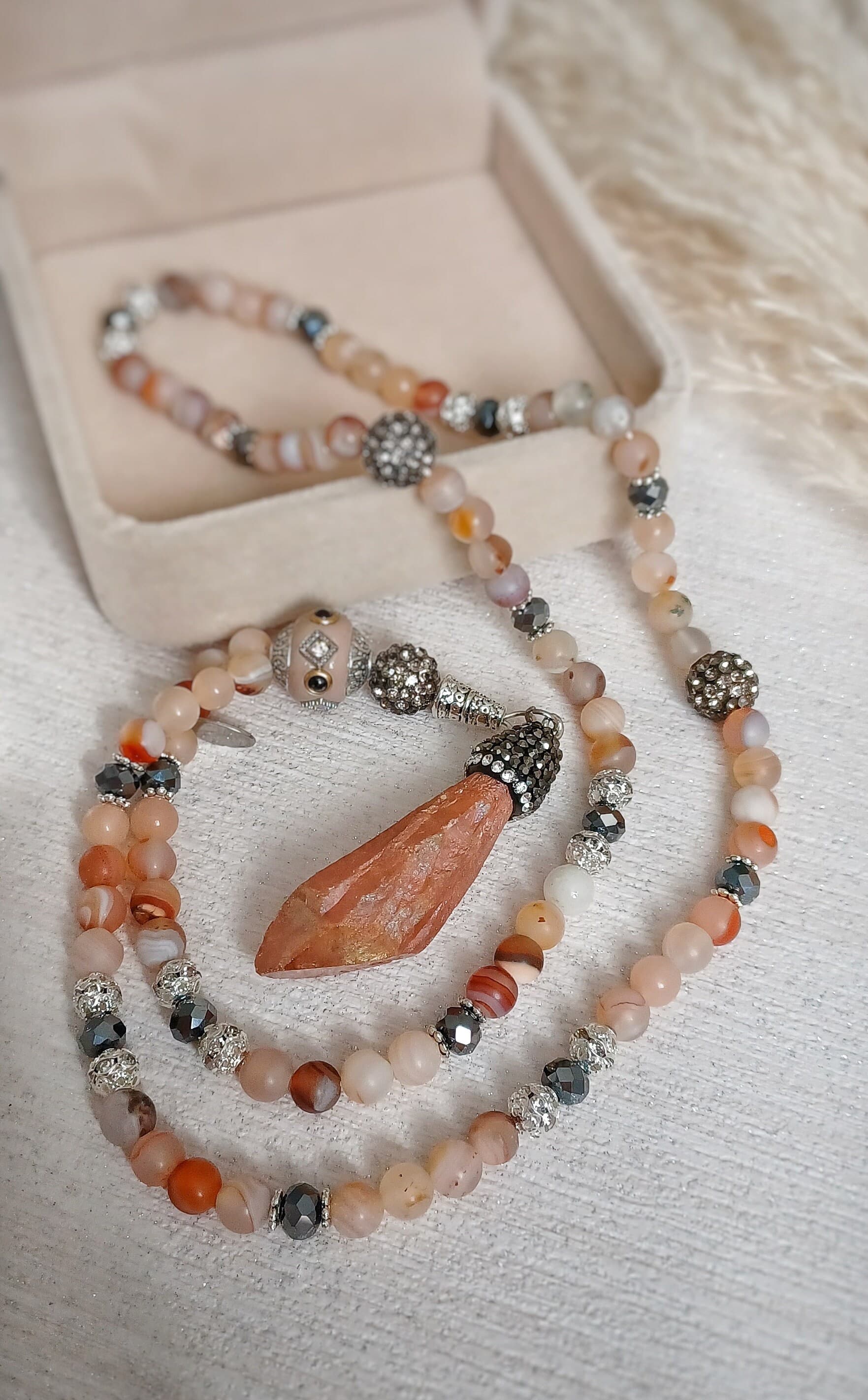 SUNSET semi precious Tasbih Tasbeeh -99 - image 2