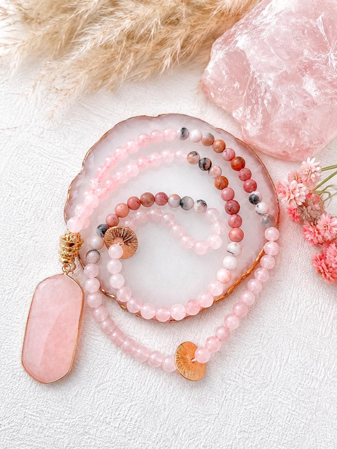 ROSE QUARTZ semi precious Tasbih Tasbeeh -99