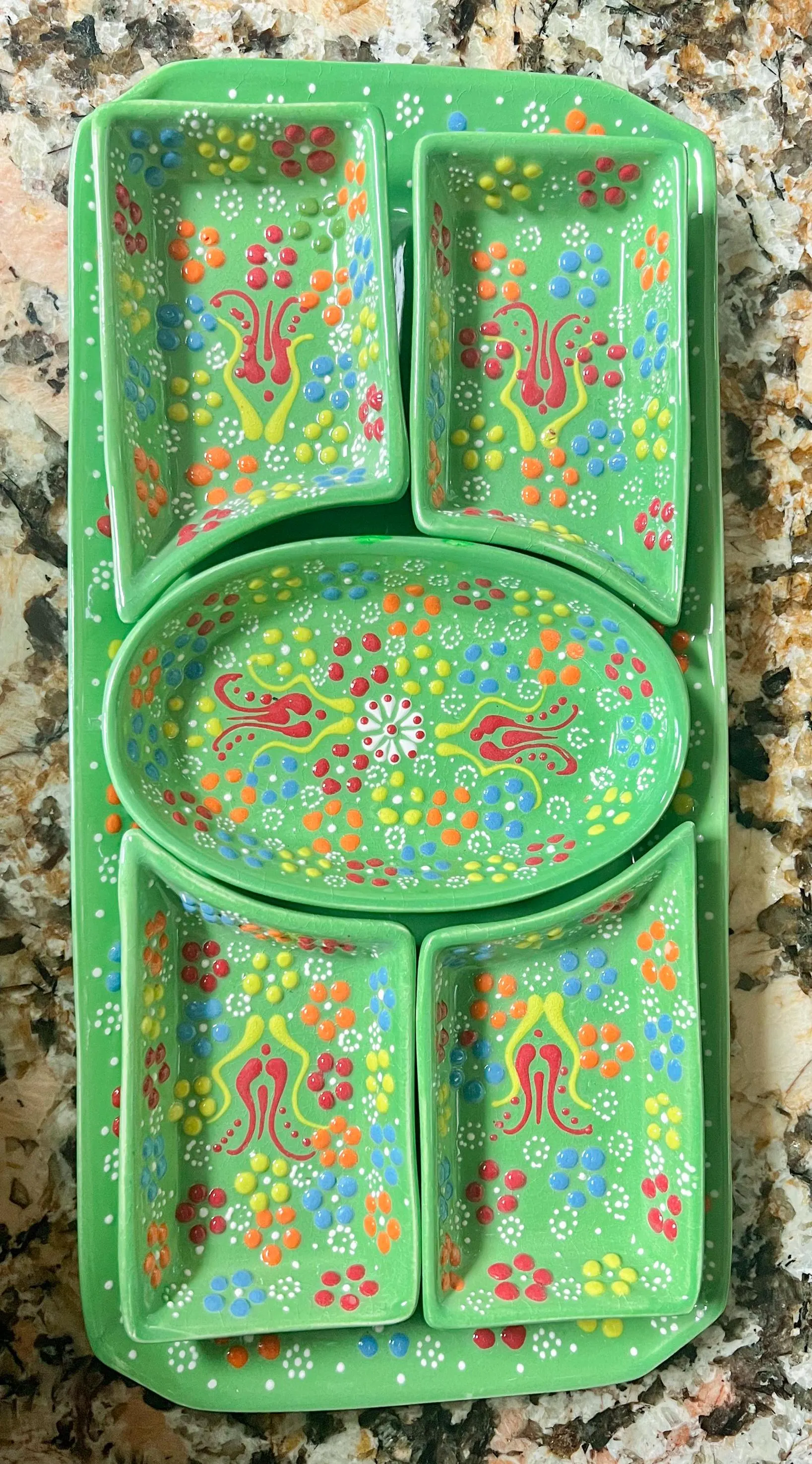 Handmade Turkish Ceramic Serving Platter Set: Floral Breakfast Bowls - image 5