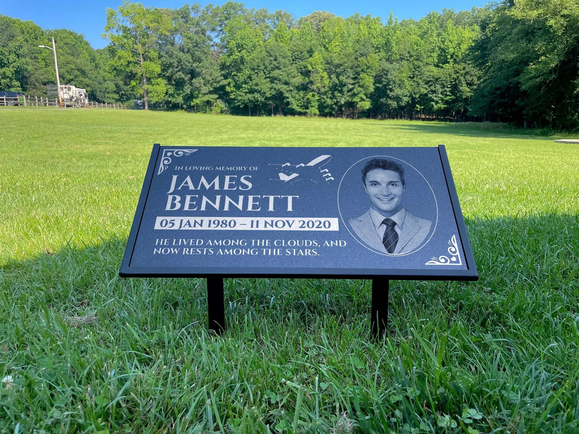 Personalized Black Granite Headstone, Tombstone with Photo 12x6 & 24x12 Memorial Grave Marker with Metal Stand, Graveyard sign – Made in USA - image 5