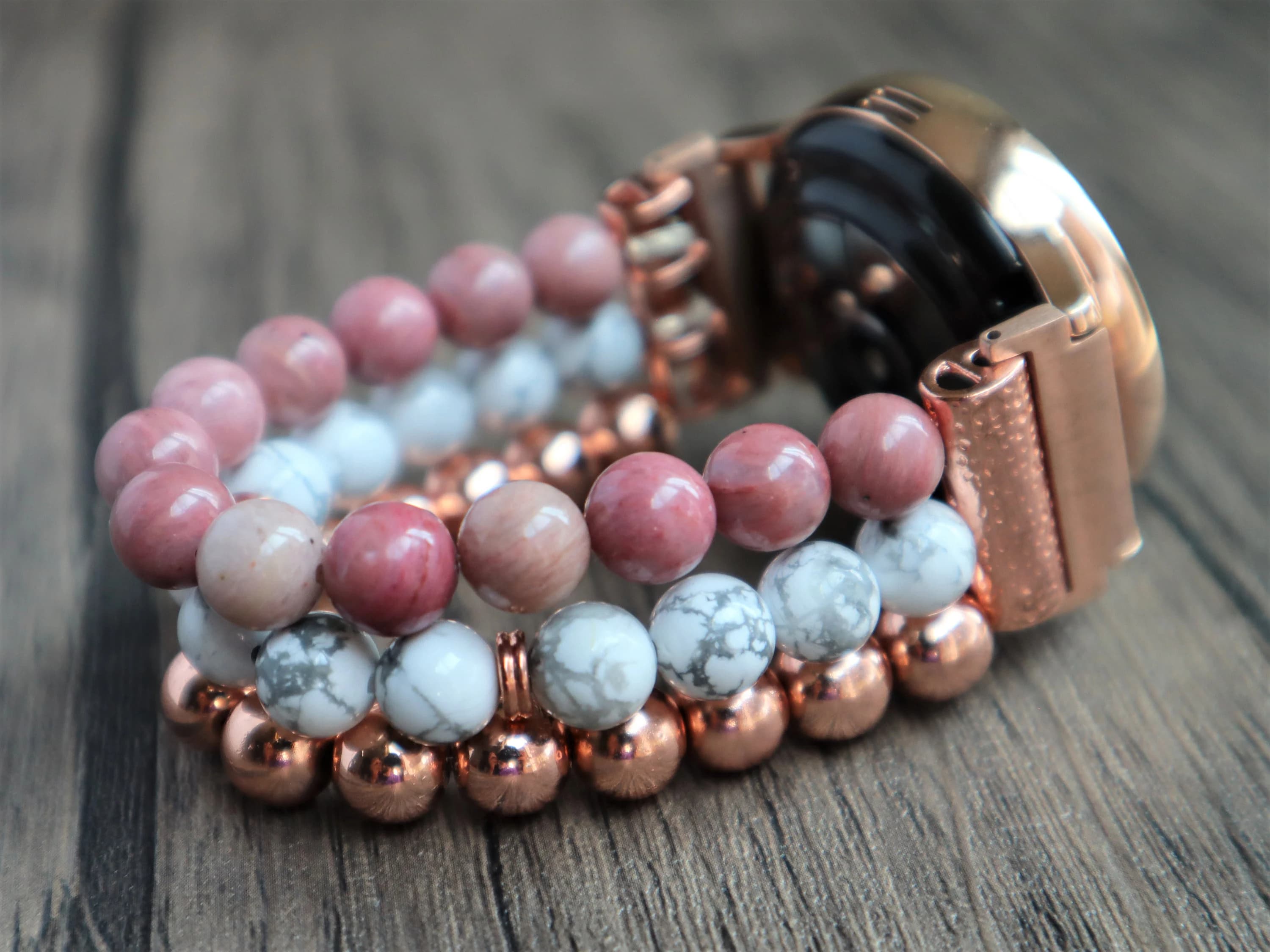 Handmade Gemstone Apple Samsung Google Watch Band. Samsung Watch Ultra 8 7 6 5 4, Google Pixel 1 2 3 4 Fitbit Versa Sense Stretchy band