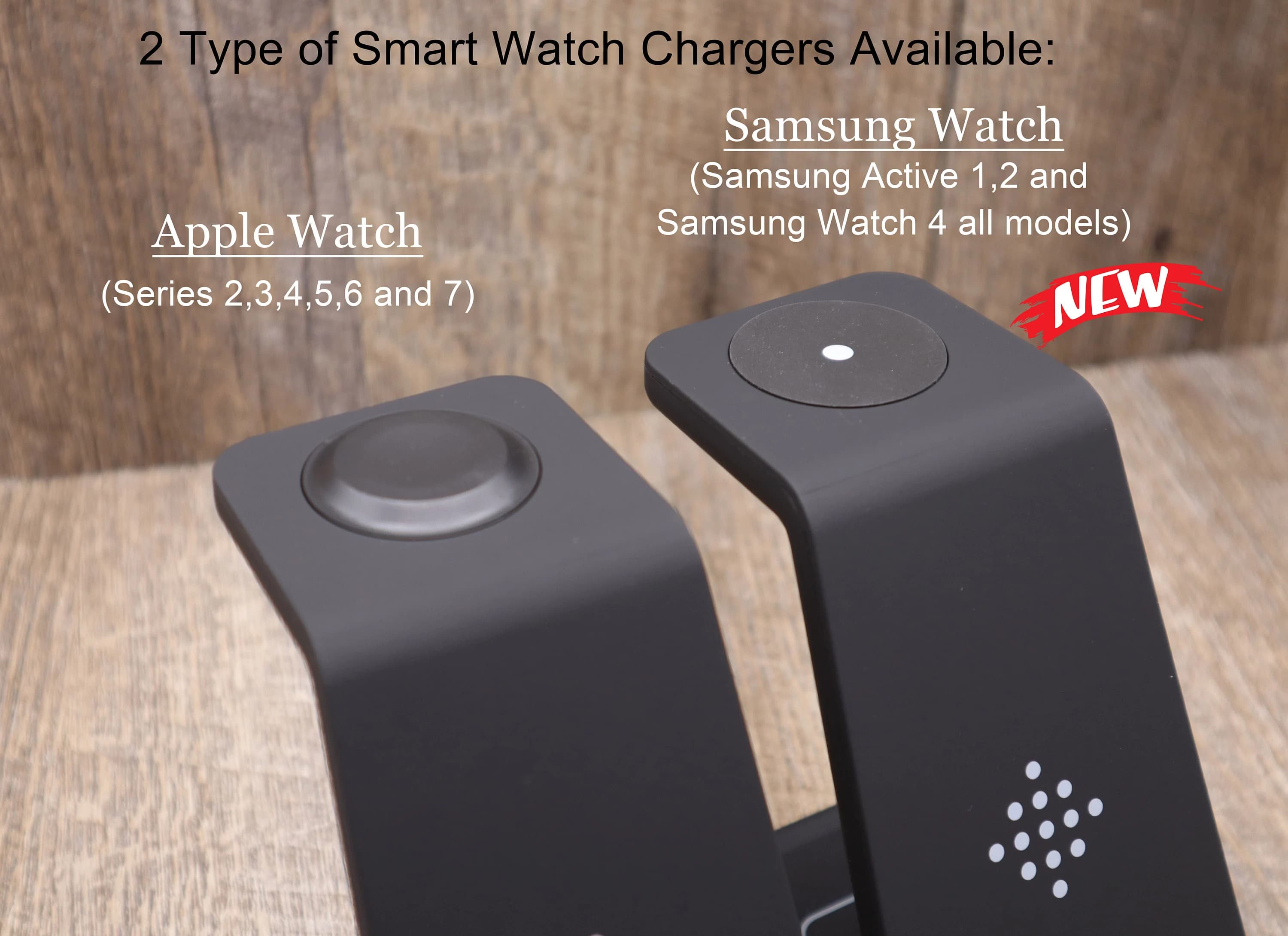 Personalized iPhone Apple & Samsung Watch Airpods Wireless Charger, 3in1 Docking Station Text Logo. Father's Day Gift. My Father My Hero - image 4
