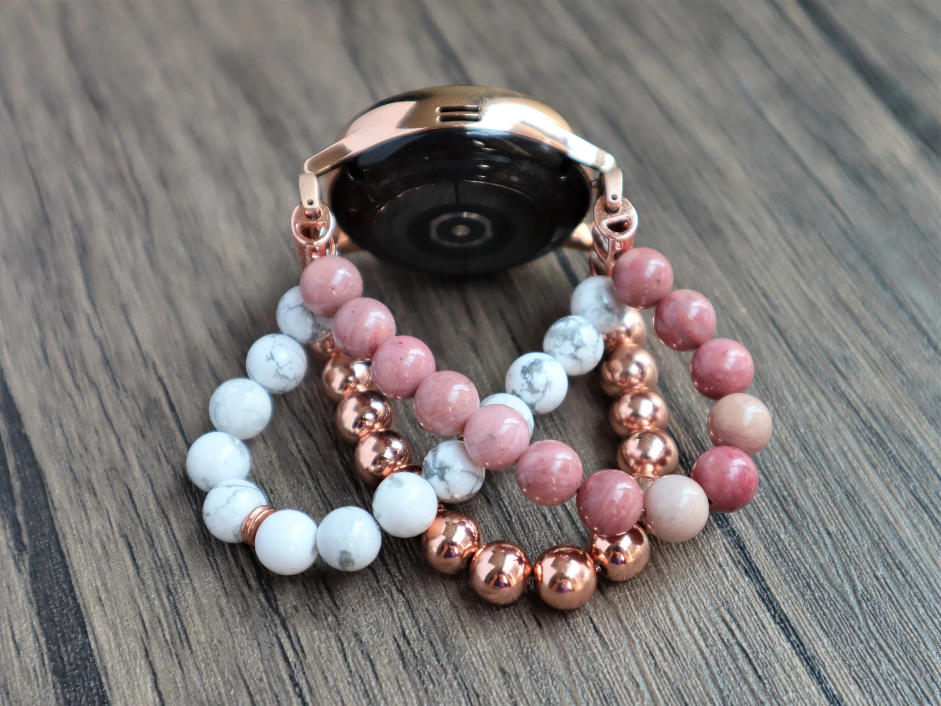 Handmade Gemstone Apple Samsung Google Watch Band. Samsung Watch Ultra 8 7 6 5 4, Google Pixel 1 2 3 4 Fitbit Versa Sense Stretchy band - image 2