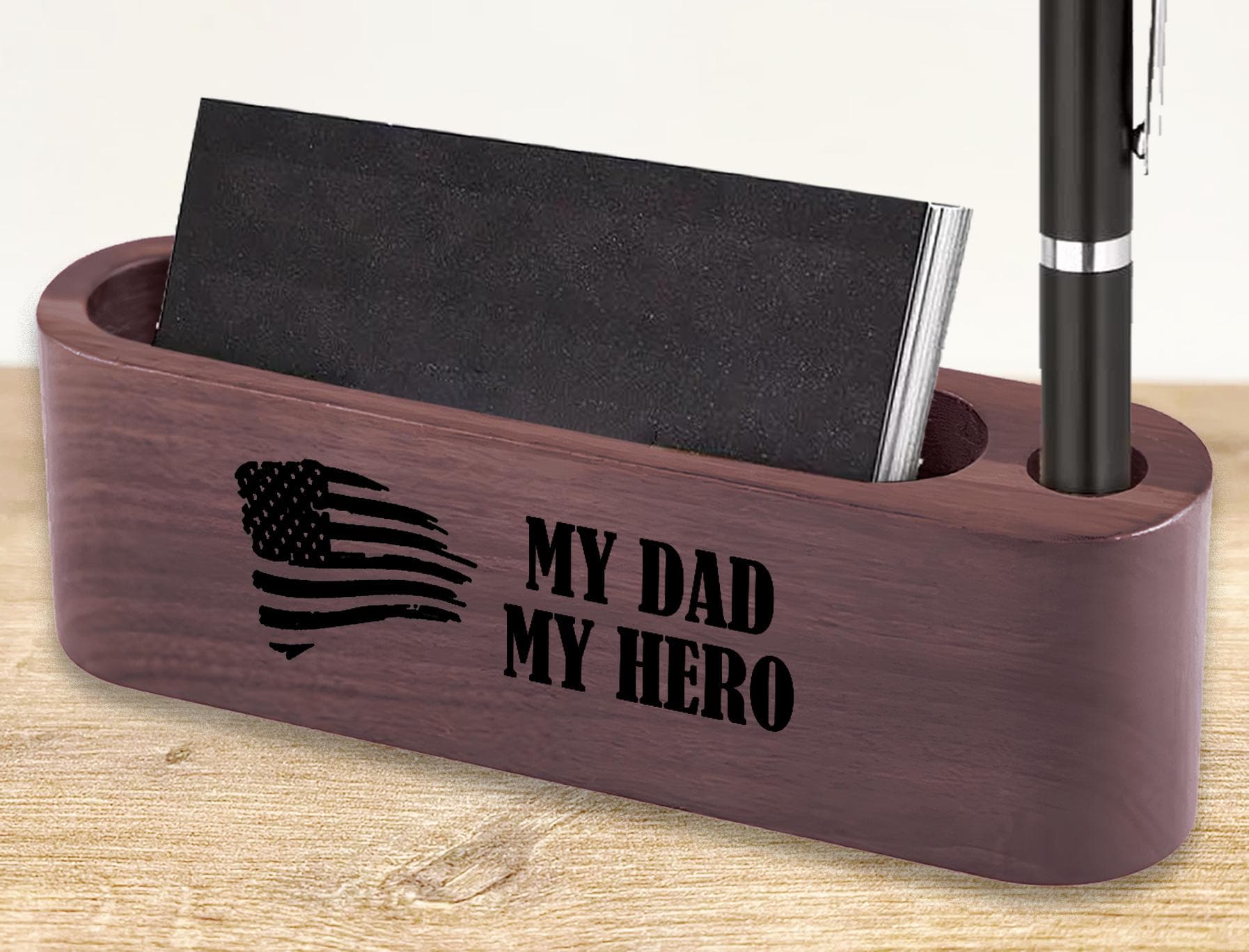 Personalized Walnut Wood Business Card and Pen Holder – Company Logo and Title Engraved, Custom Design Available - image 5