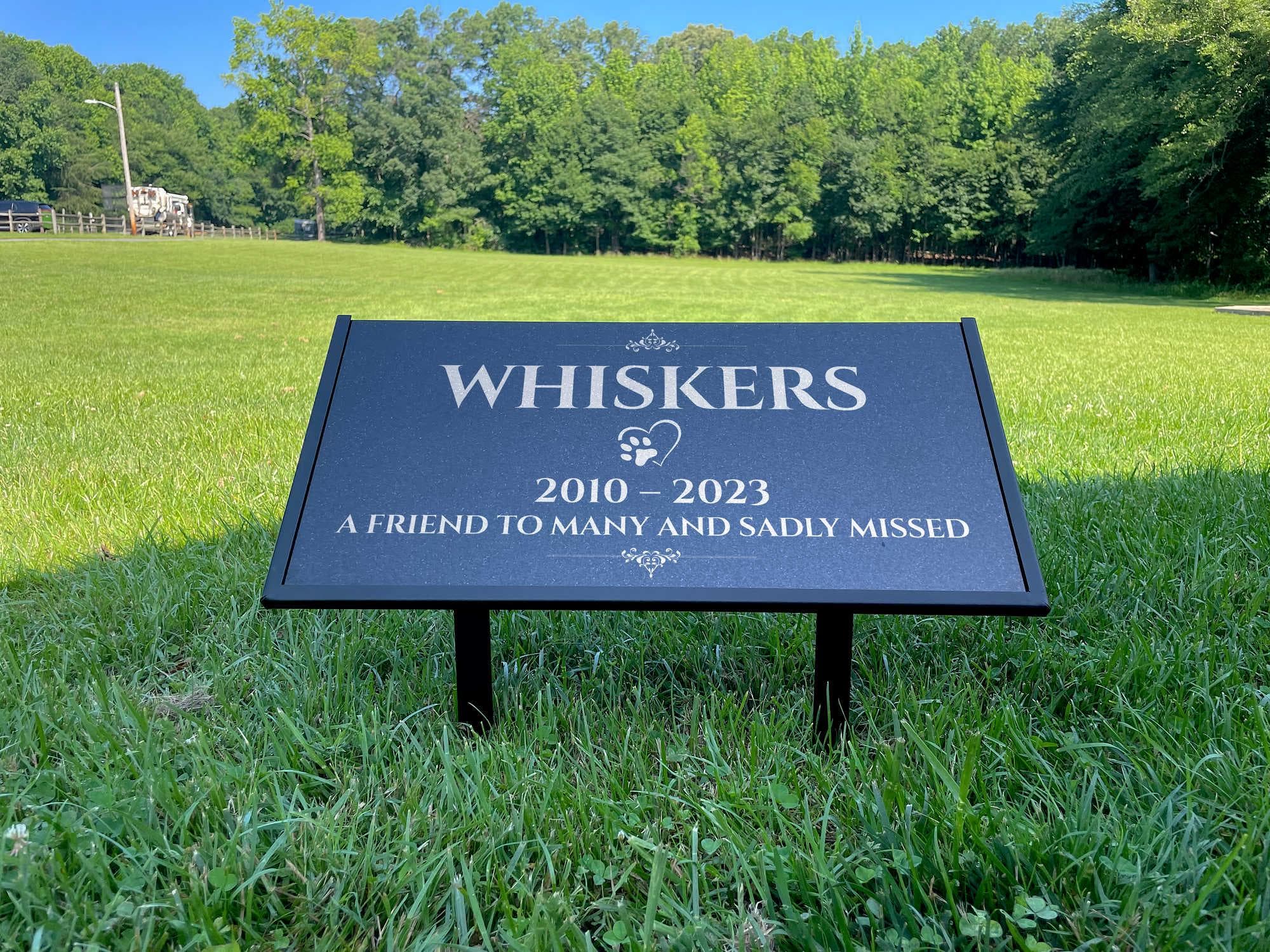 Custom Pet Memorial Stone – Black Granite Grave Marker for Dogs and Cats, 12x6 and 24x12 with Metal Stand – Outdoor Use – Made in USA - image 3