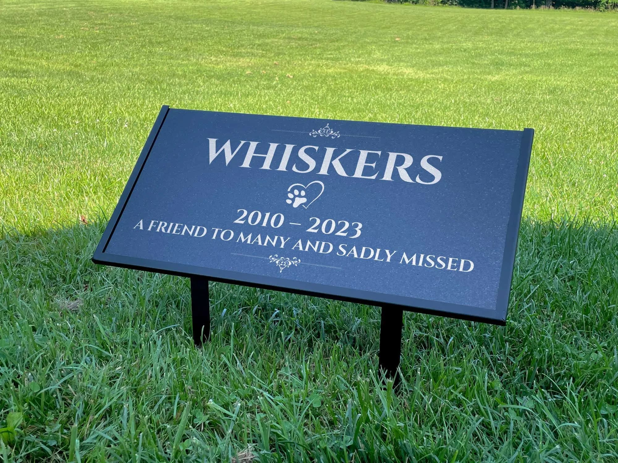 Custom Pet Memorial Stone – Black Granite Grave Marker for Dogs and Cats, 12x6 and 24x12 with Metal Stand – Outdoor Use – Made in USA - image 4