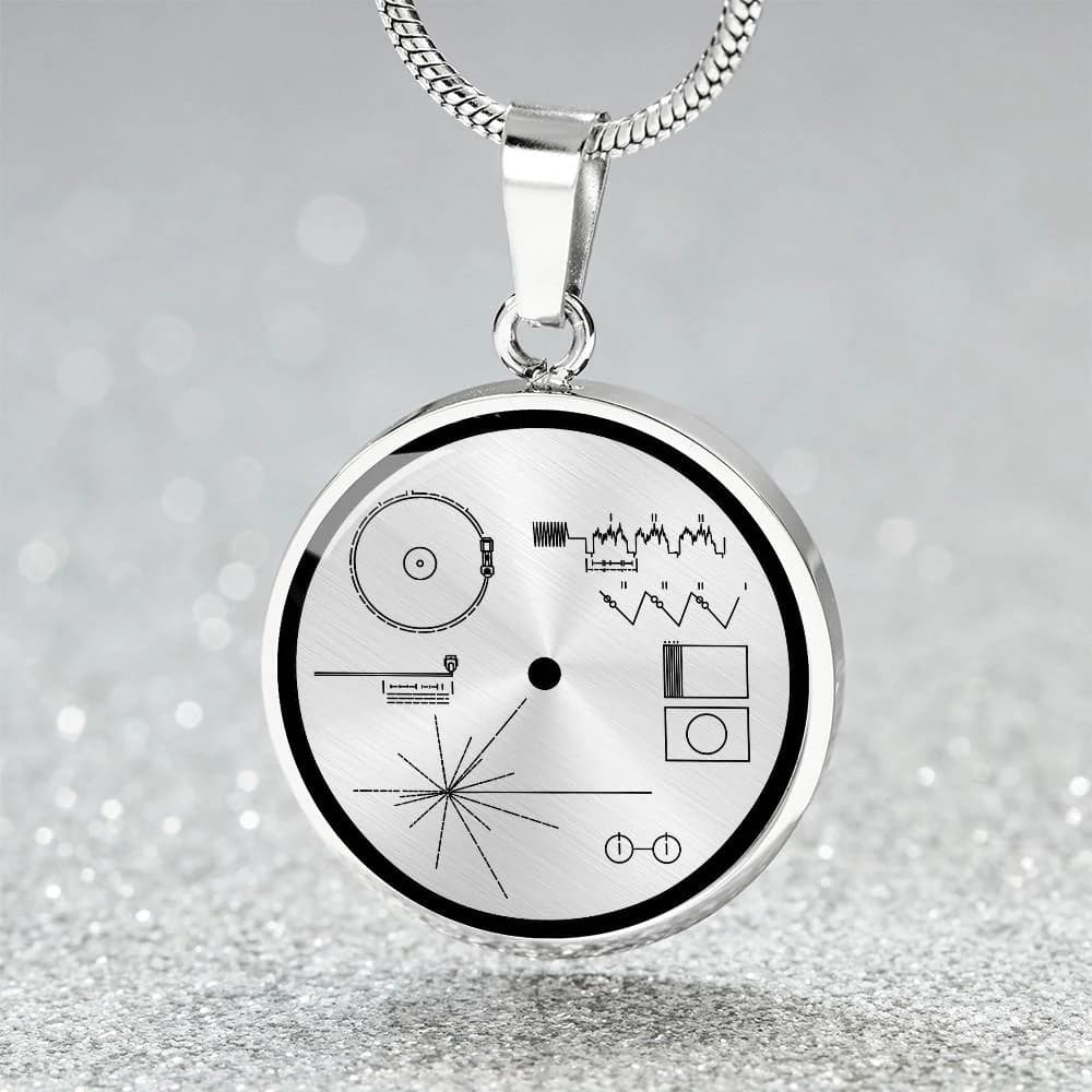 Voyager Golden Record Pendant, Space Science Jewelry, Carl Sagan Necklace, Astronomy Medallion, Universe Message Charm, Science Gift - image 4