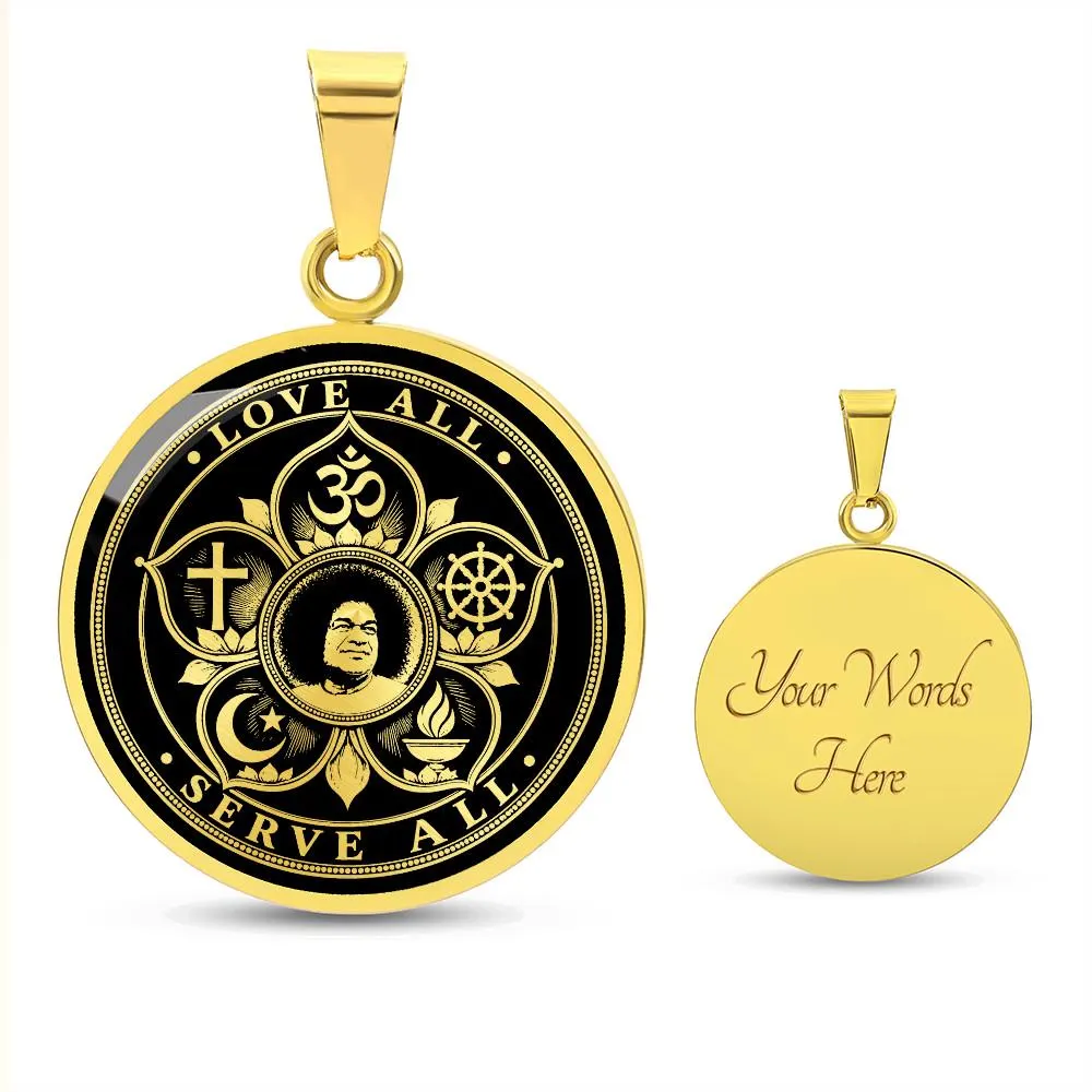 Sathya Sai Baba Pendant Sathya Necklace, Love All Serve All Sarva Dharma Spiritual Jewelry - image 2