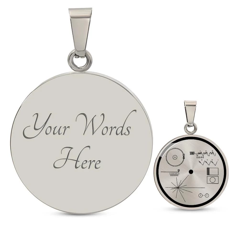 Voyager Golden Record Pendant, Space Science Jewelry, Carl Sagan Necklace, Astronomy Medallion, Universe Message Charm, Science Gift - image 5