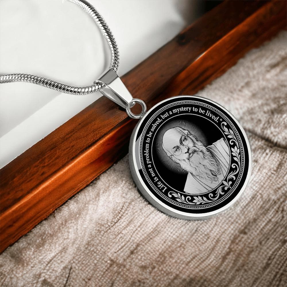 Osho Necklace, Life Is Not A Problem Pendant, Inspirational Quote Medallion, Philosophy Jewelry - image 4