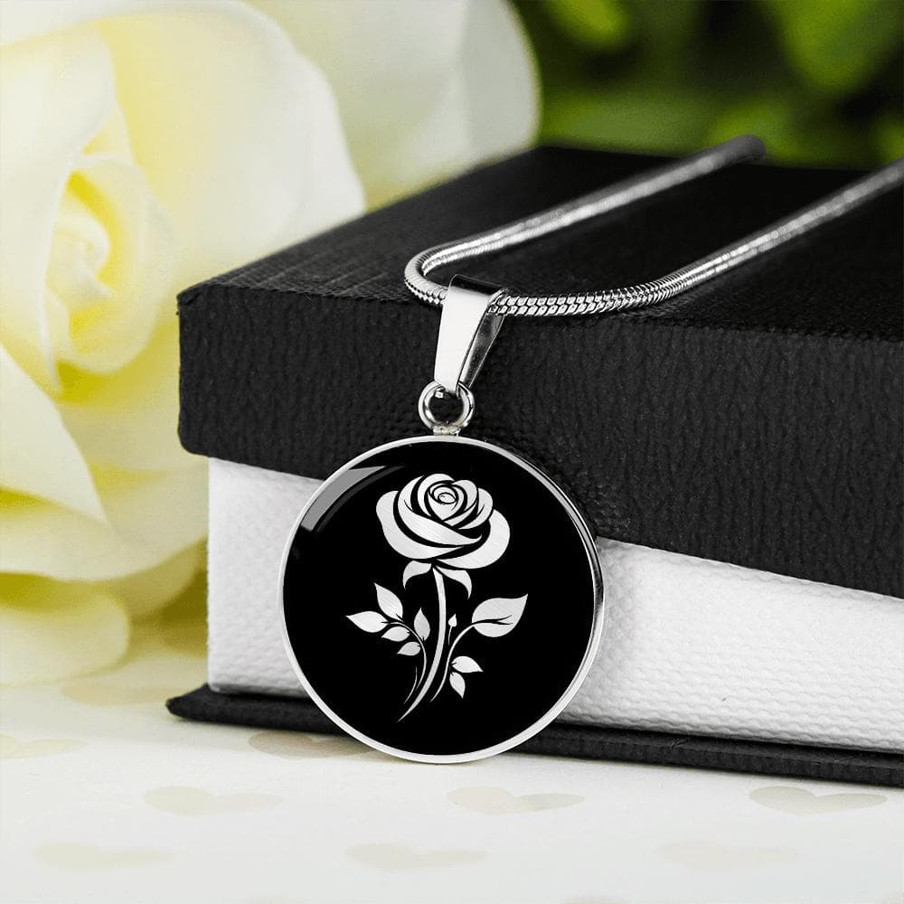 Rose Necklace Flower Pendant Girlfriend Gift Jewelry Gold Silver Personalized Engraved - image 4