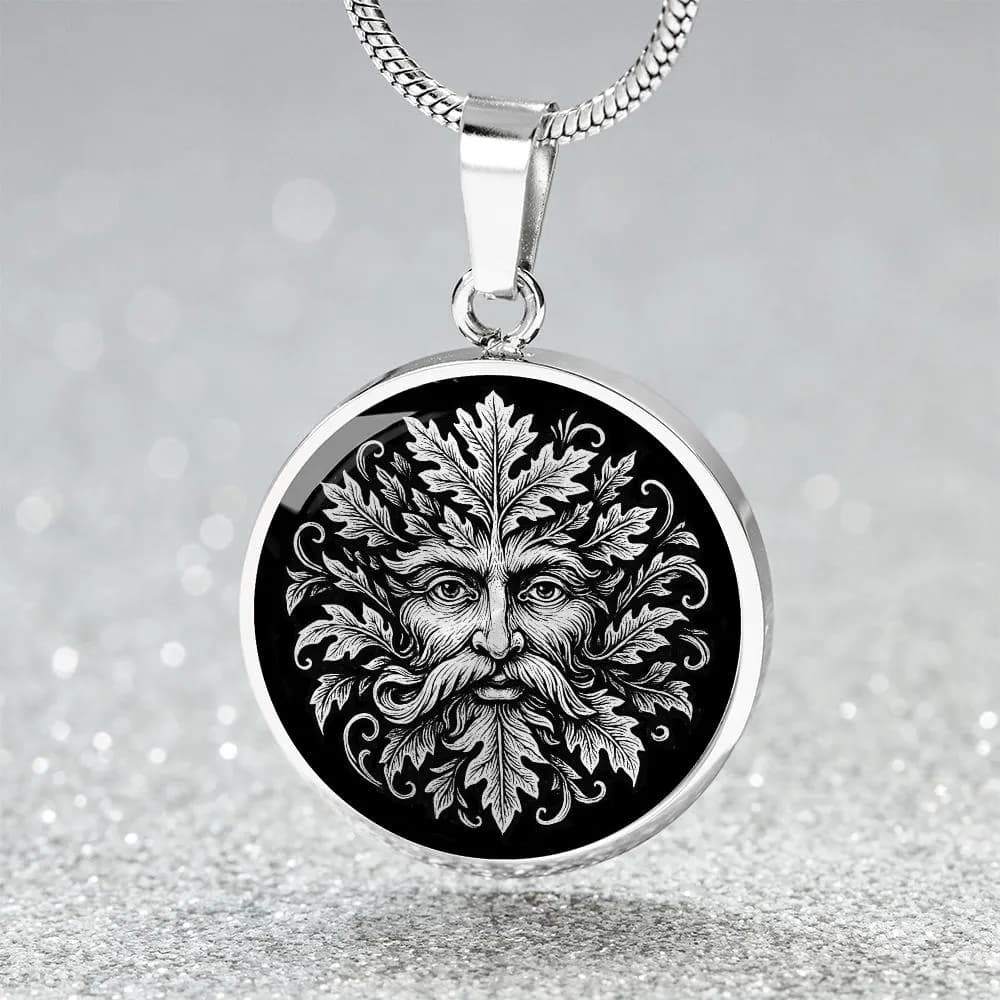Green Man Pendant Greenman Necklace Celtic Jewelry Gold Charm Men Silver Amulet - image 4