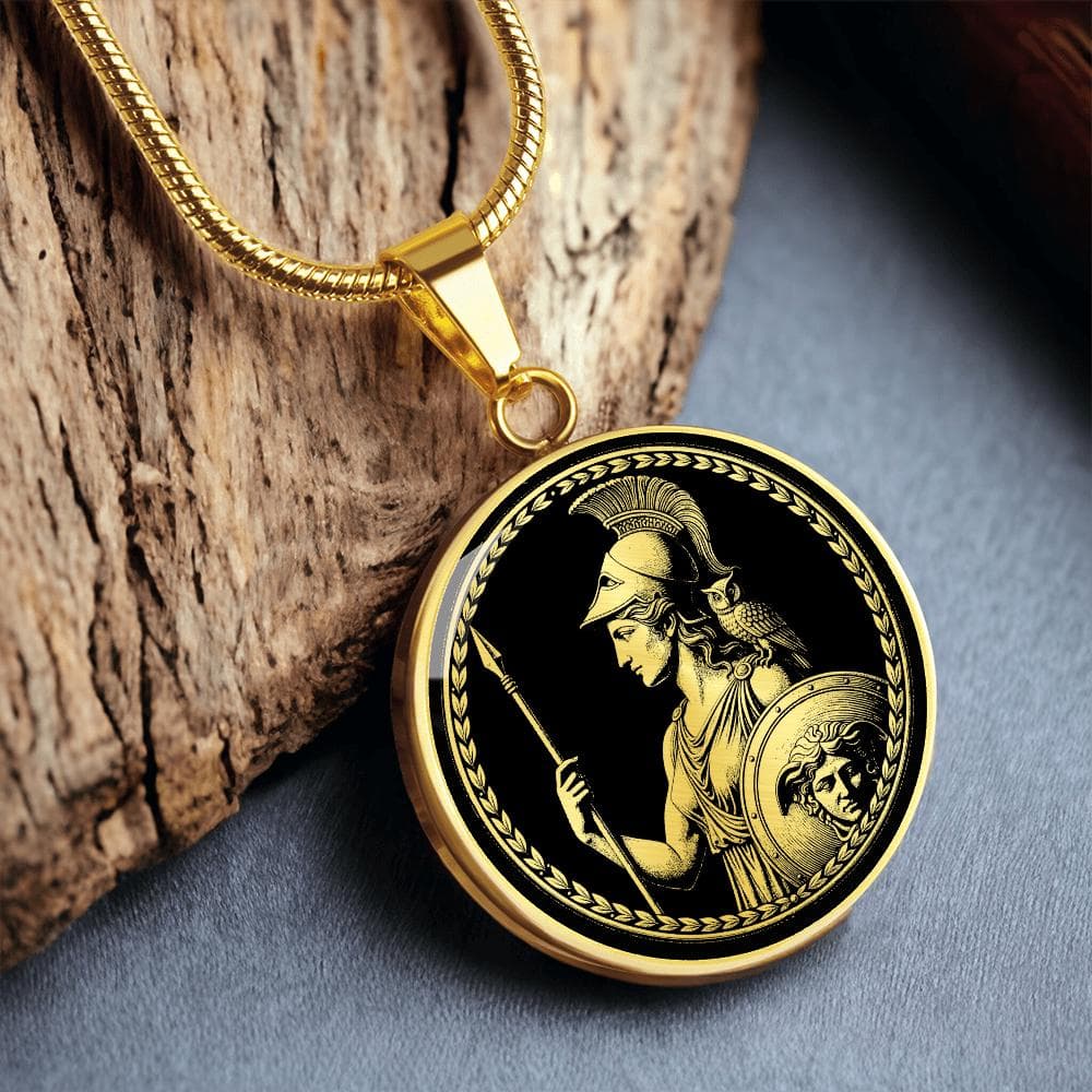 Athena Necklace Greek Goddess Pendant Mythology Jewelry Gold Silver Talisman