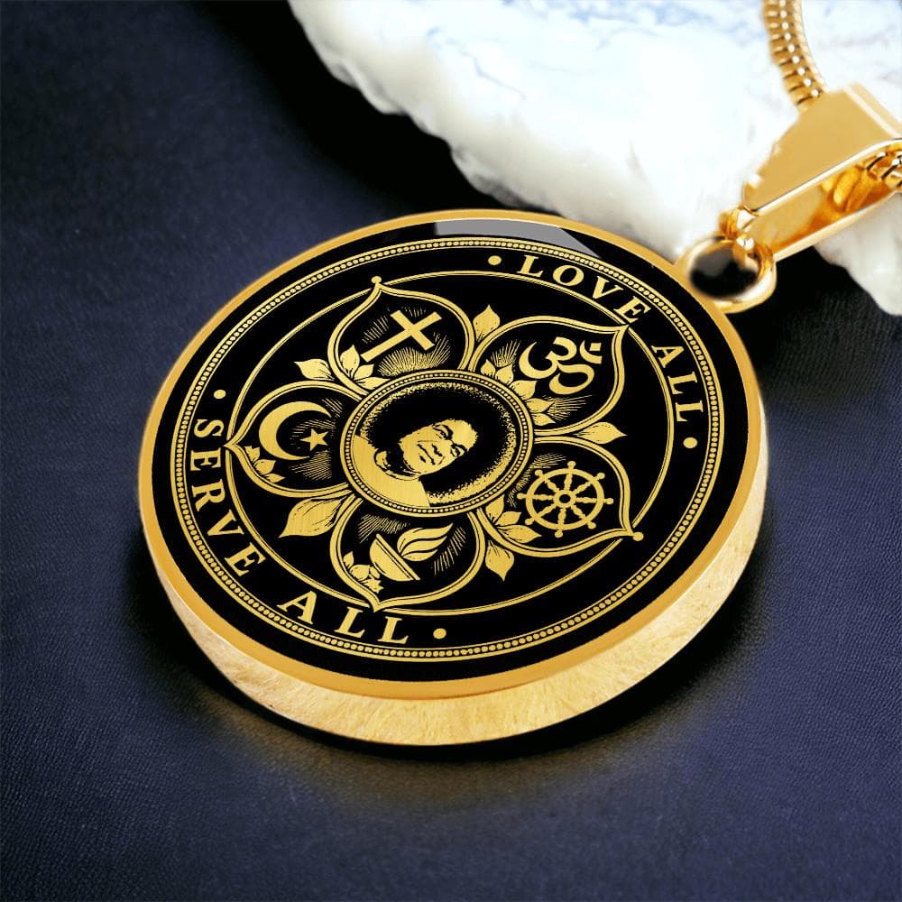 Sathya Sai Baba Pendant Sathya Necklace, Love All Serve All Sarva Dharma Spiritual Jewelry - image 5