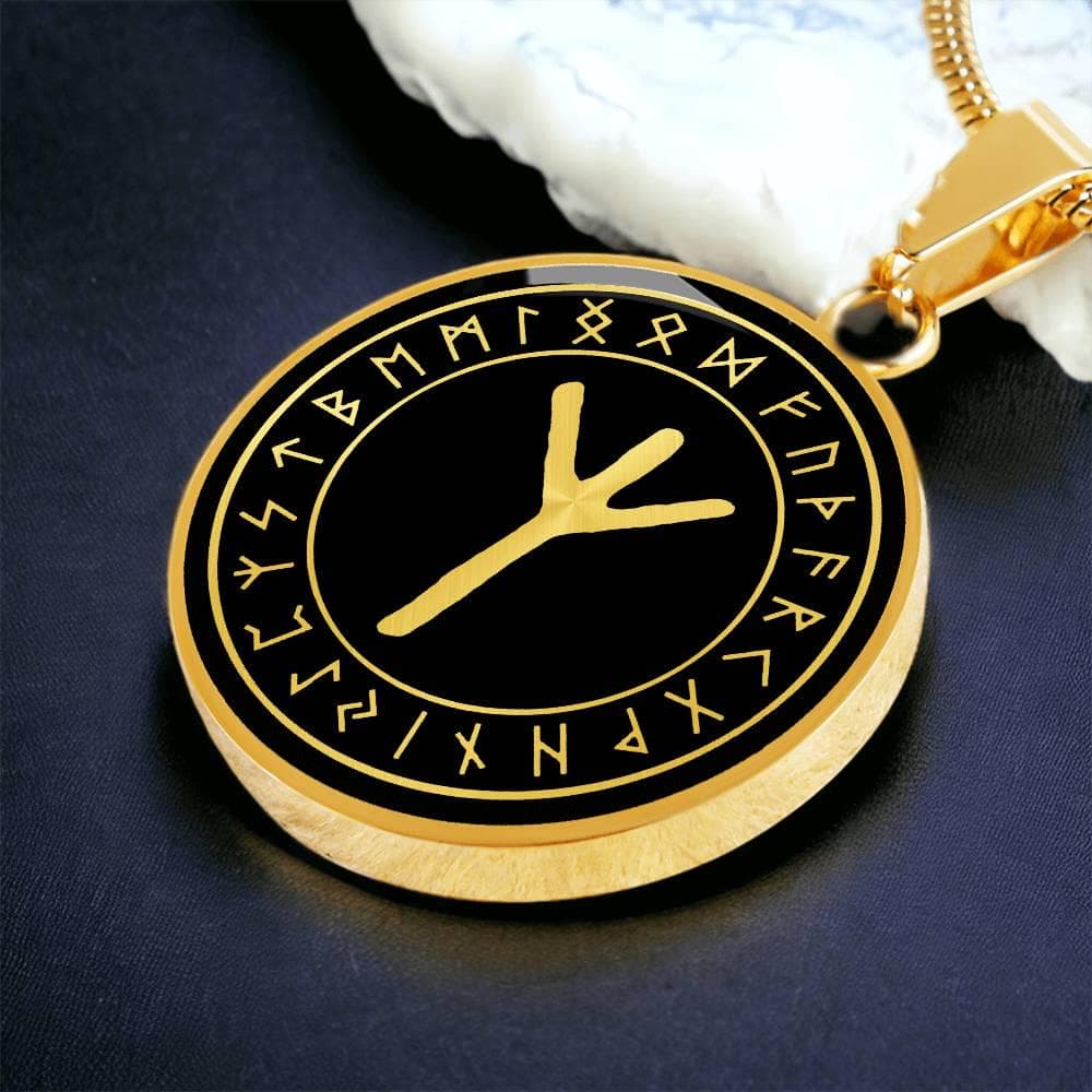 Viking Algiz Rune Pendant Runic Necklace Protection Jewelry Charm Gold Silver Talisman Amulet