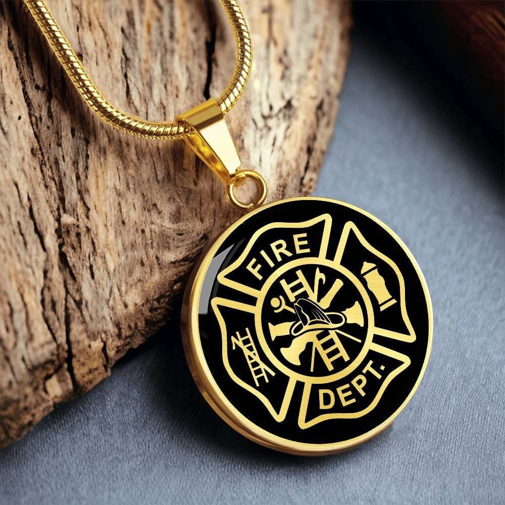 Firefighter Necklace Fireman Pendant Fire fighter Jewelry Gold Silver