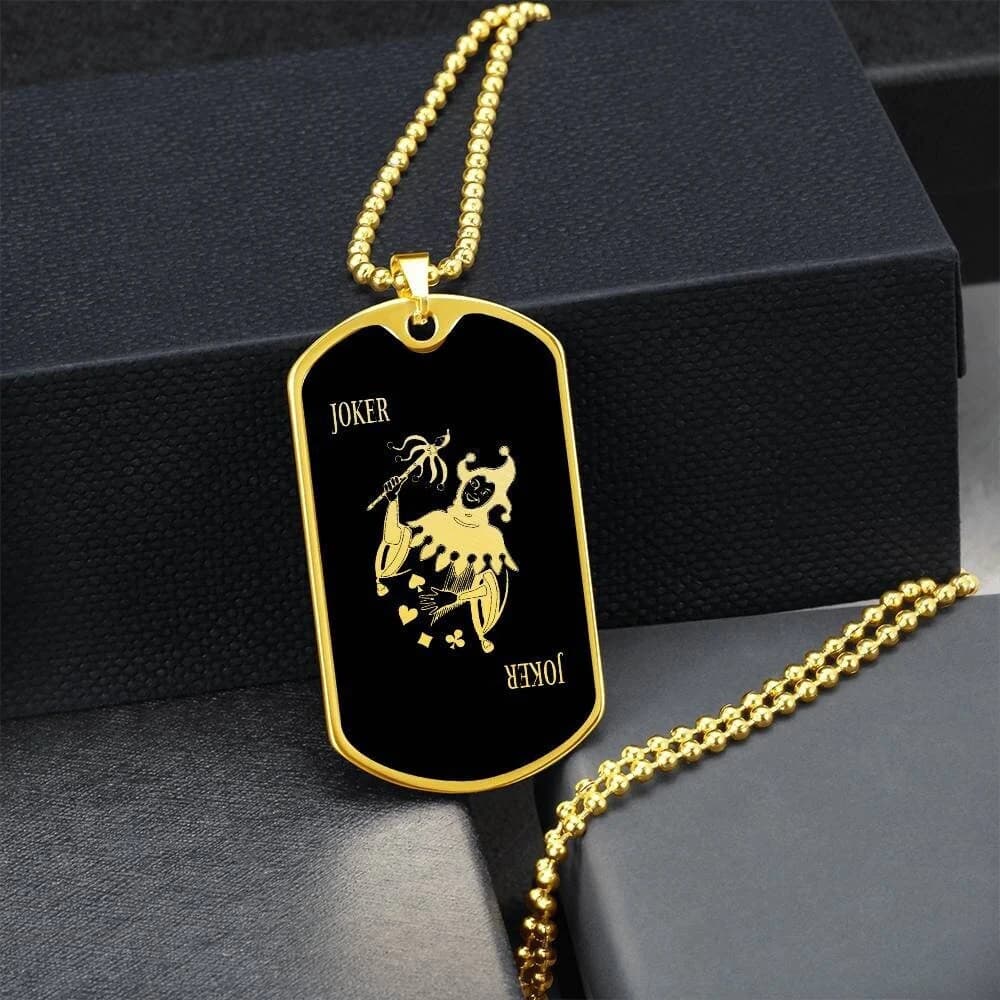 Joker Playing Card Necklace Jewelry Pendant Gift Chain Charm Engraved